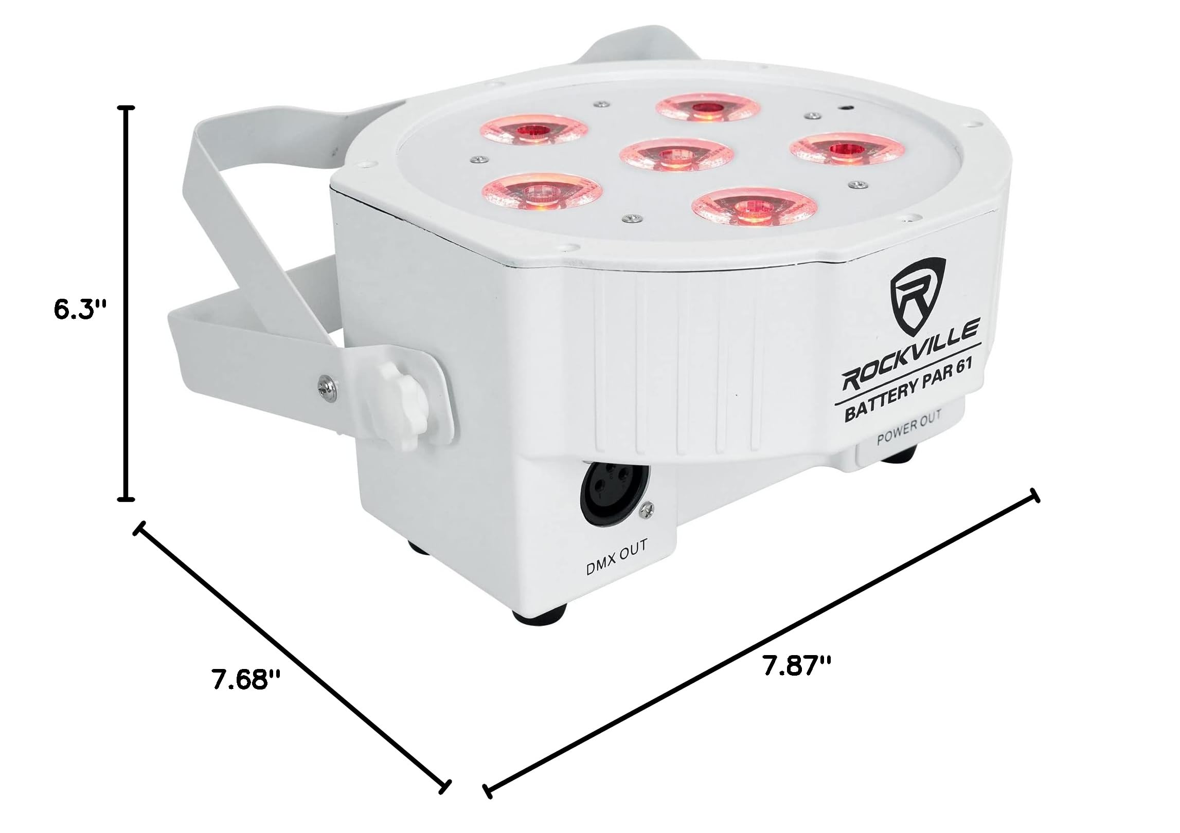 Rockville 4-Pack Rechargeable RGBWA+ DMX DJ Uplights with Remote - White PAR 61 Battery Powered LED Lights for Stage, Wedding, and Event Lighting