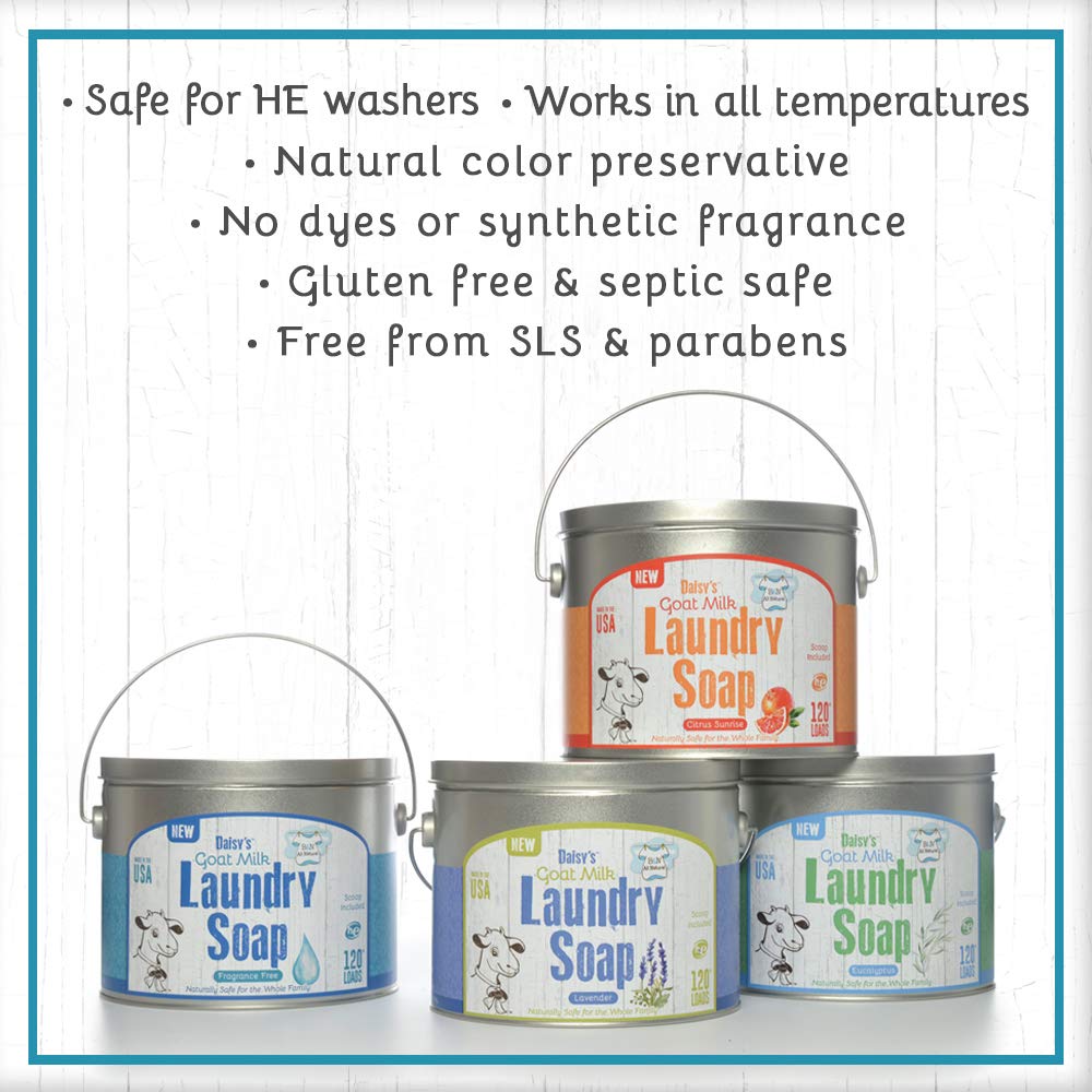 **Organic Goat Milk Laundry Soap – Fragrance-Free, Gluten-Free & Paraben-Free Detergent – 120 Loads – Gentle for Sensitive Skin – Perfect for Babies, Allergies & Eco-Friendly Homes**