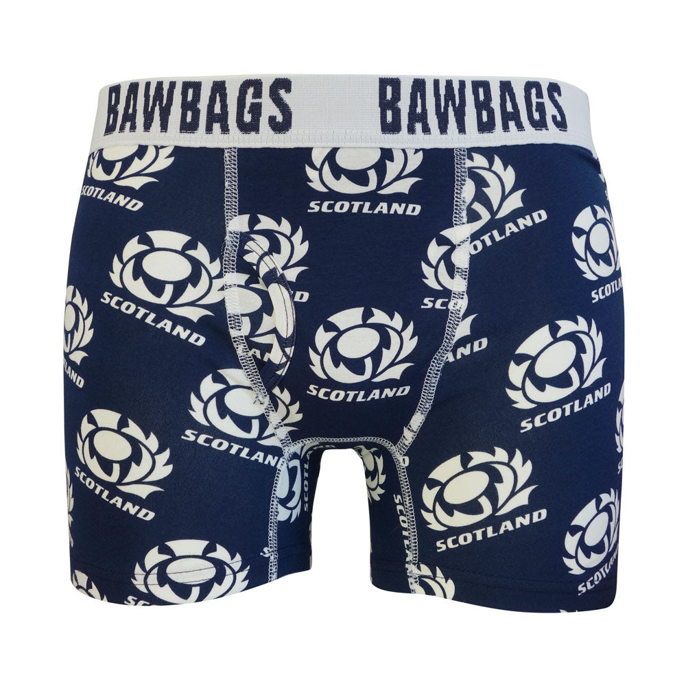 Bawbags Scotland Rugby Badge Boxer Shorts - Comfortable Men's Underwear for Rugby Fans | Perfect for Sports, Gifts & Everyday Wear