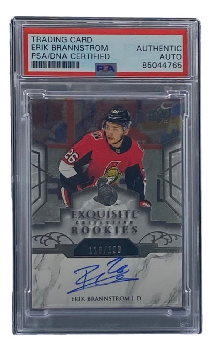 Erik Brannstrom Autographed 2019 Upper Deck Exquisite #R16 Ottawa Senators Hockey Card - PSA/DNA Certified - Perfect for Collectors & Hockey Fans