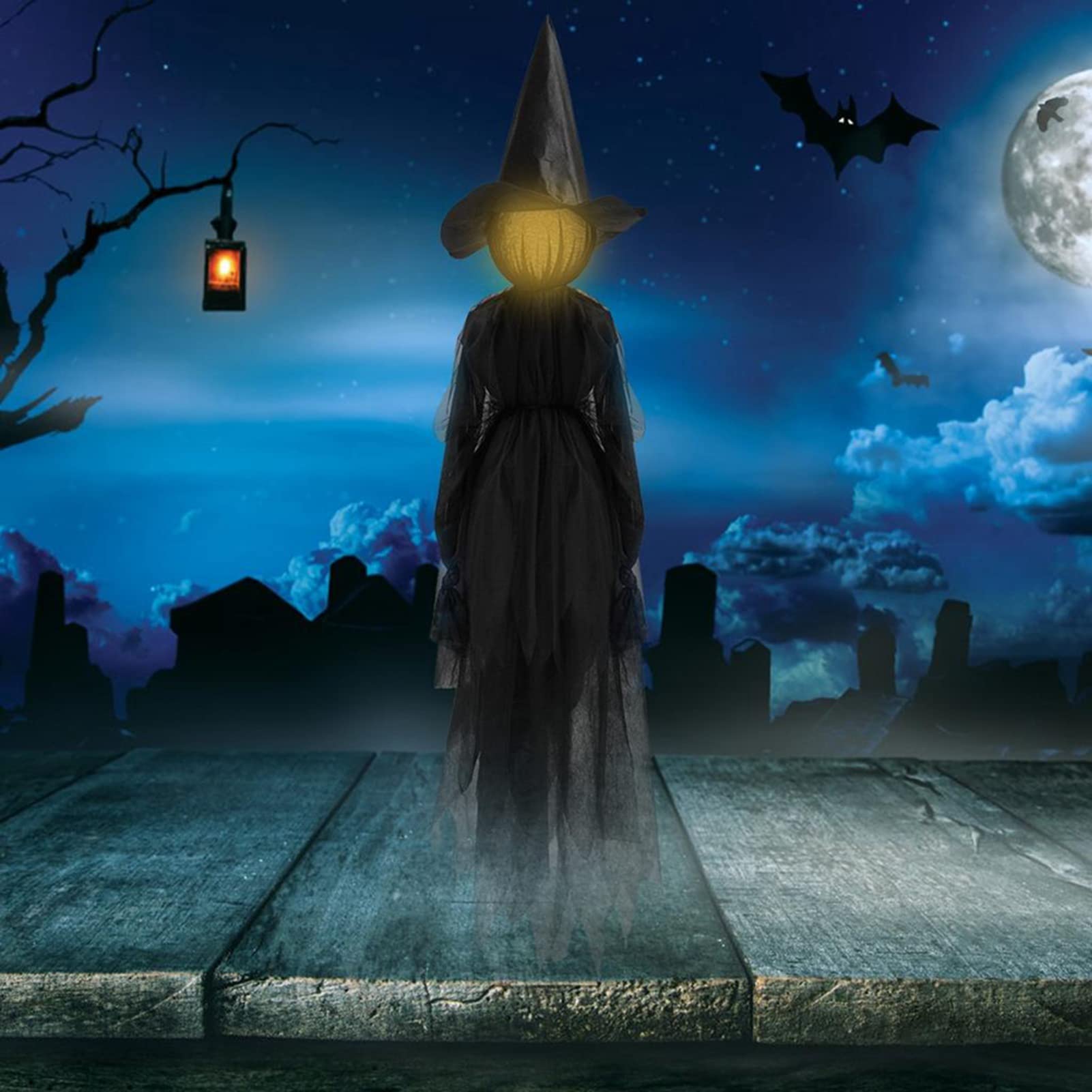 LED Halloween Witch Light Decoration with Sound Effects - Outdoor Halloween Yard Decor for Garden, Lawn, and Patio - Spooky Party Lighting for Trick or Treat