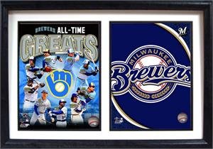Encore 12x18 Double Frame - Milwaukee Brewers Greats Autograph Display for Sports Memorabilia & Home Decor - Perfect for Man Cave, Office, or Gift Idea