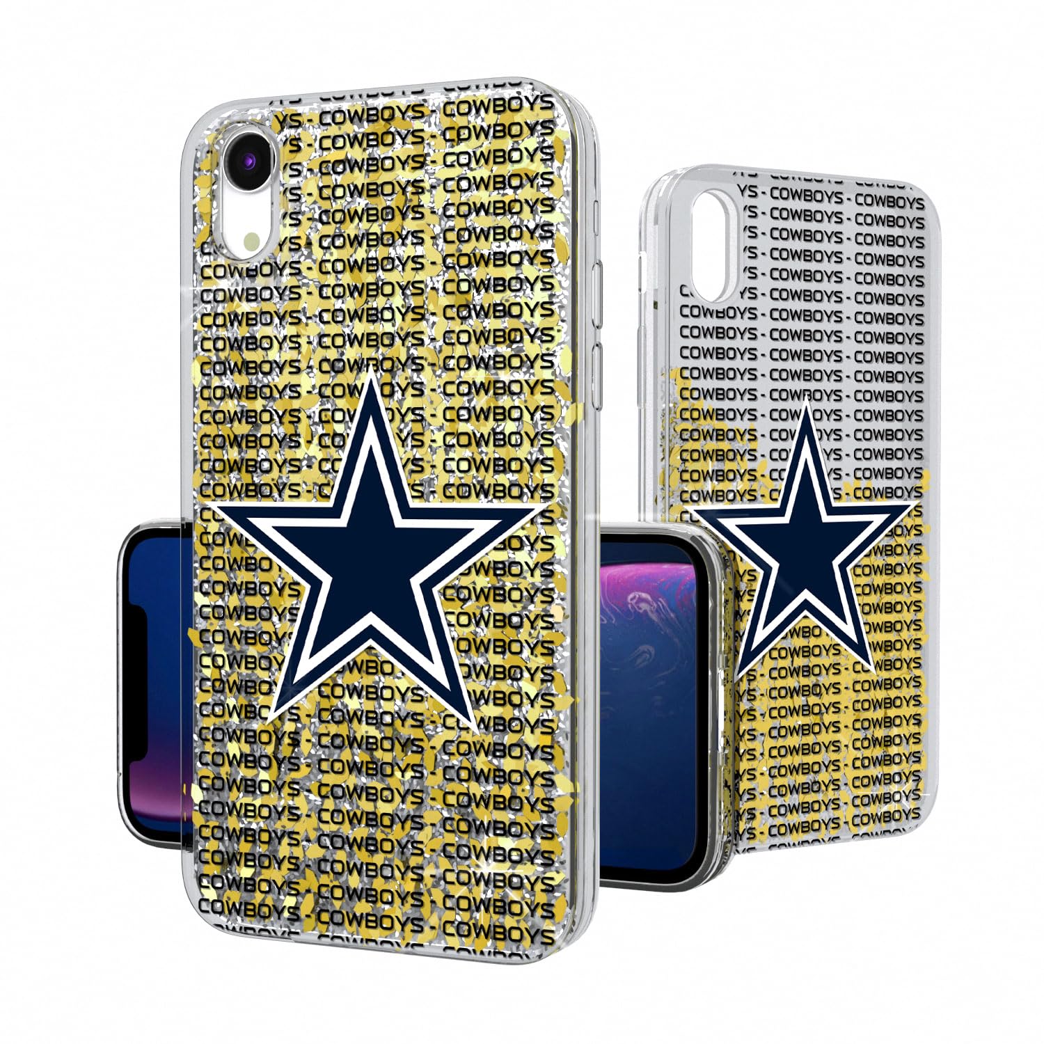 Dallas Cowboys Glitter iPhone Case - Custom Text Backdrop Design for iPhone 13/14/15 Pro Max - Perfect for Game Day, Fan Gifts & Cowboys Supporters