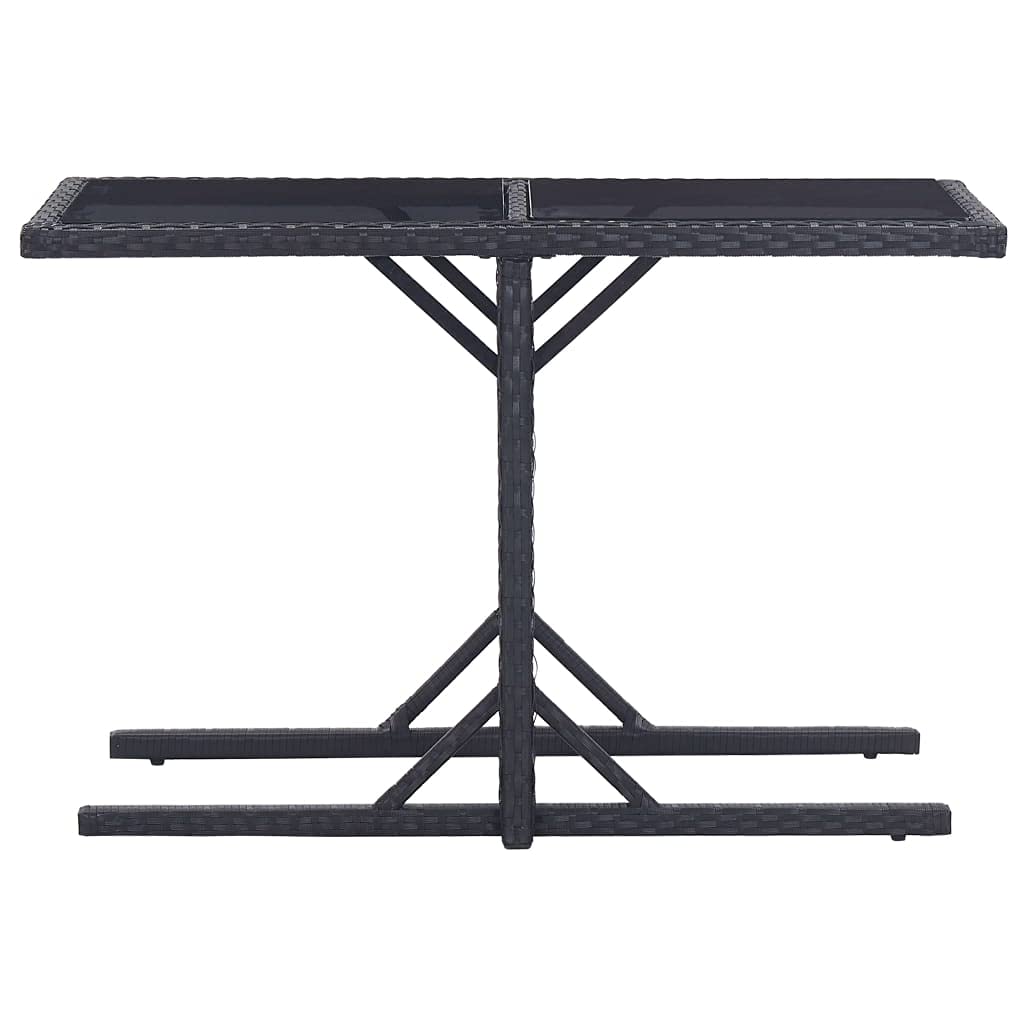Space-Saving 3-Piece Black Rattan Patio Dining Set with Cushioned Chairs & Glass Table - Fast Shipping | Perfect for Small Gardens, Balconies & Outdoor Entertaining