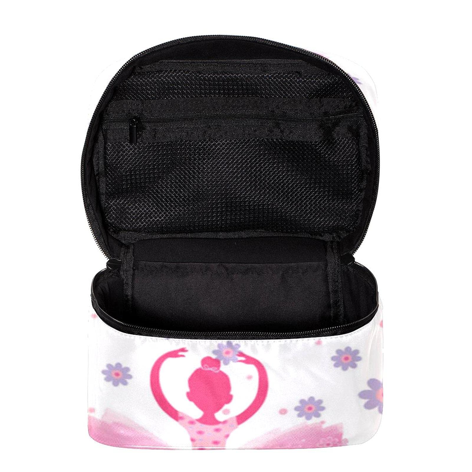 Pink Ballerina Floral Travel Makeup Bag - Large Cosmetic Organizer with Zipper for Women & Girls - Perfect for Travel, Gym, and Daily Essentials Storage