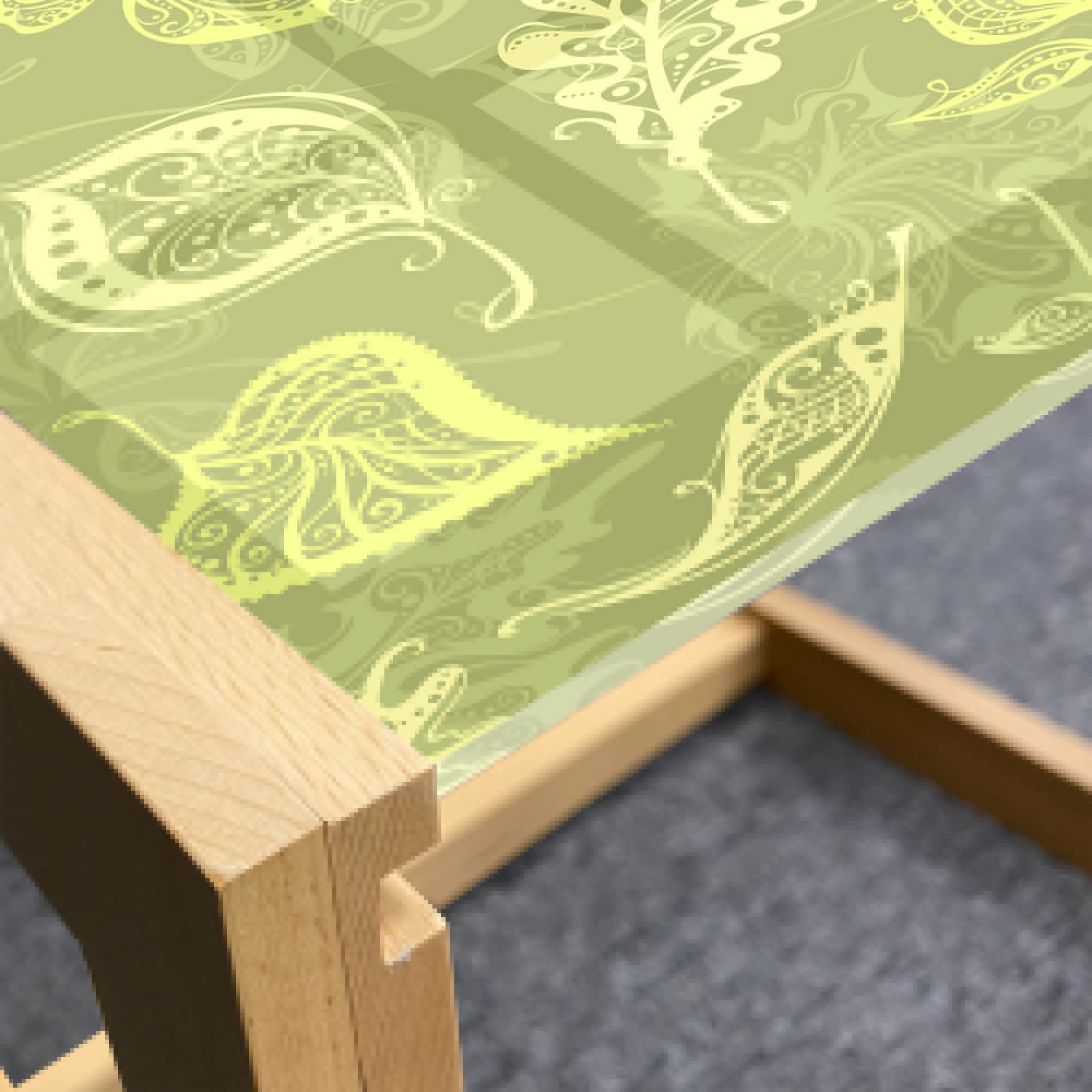 Ambesonne Green Olive Leaf Coffee Table - Acrylic Glass Top with Wooden Frame, Large Modern Center Table for Office, Dorm, Living Room - Home Decor & Plant Lover Gift Idea