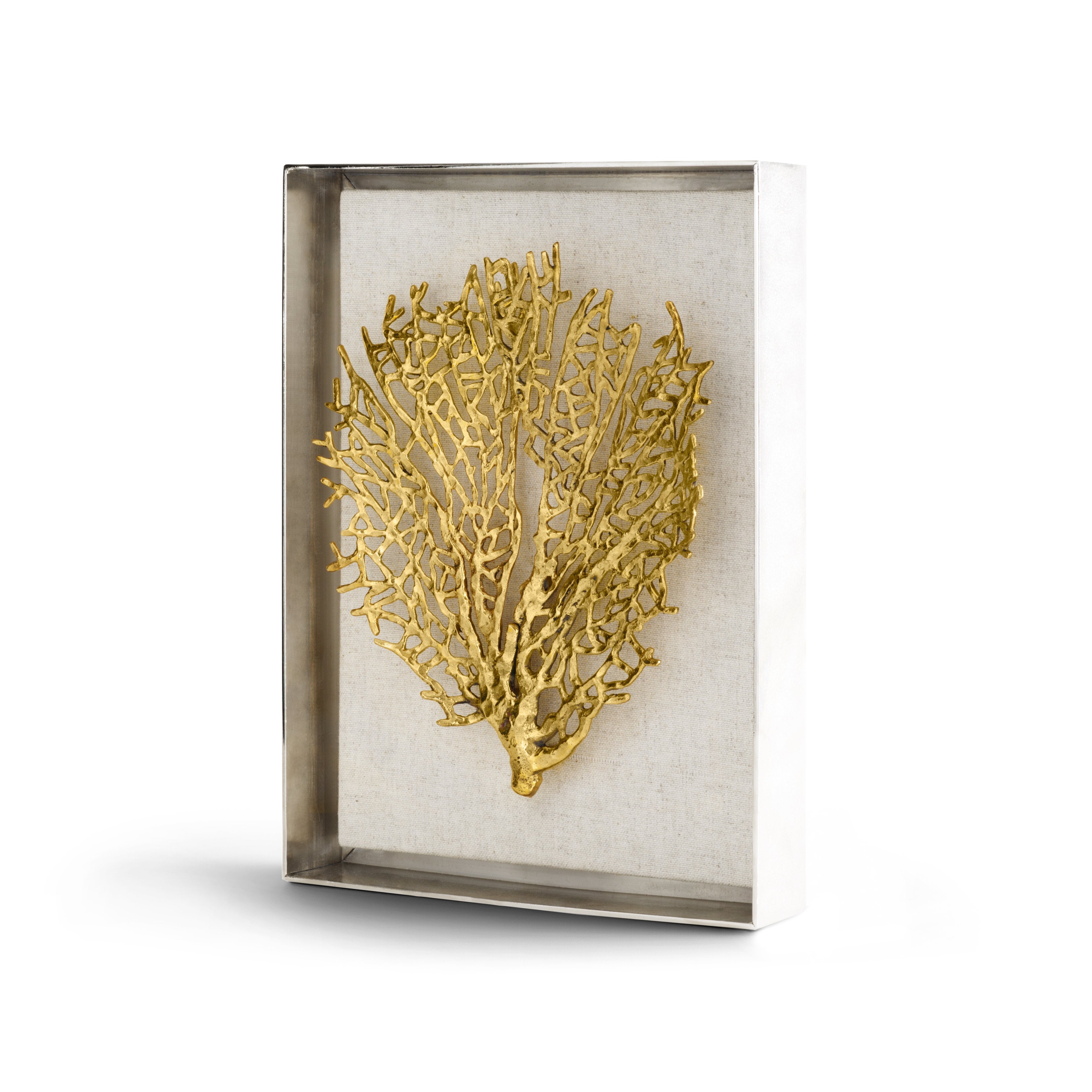 Fan Coral Fabric Shadow Box Frame - Handmade Wall Art Decor for Home, Office & Gifts - Perfect for Beach House, Coastal & Nautical Theme Rooms