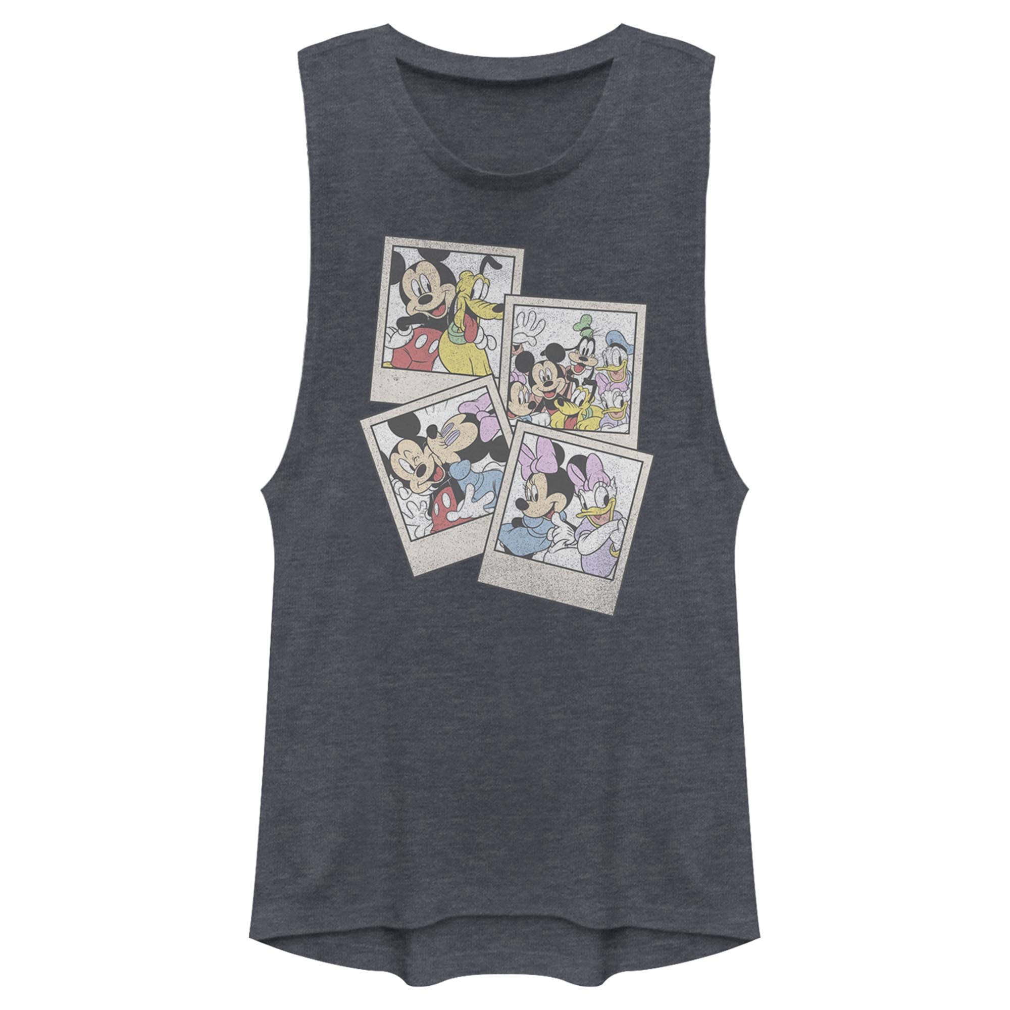 Disney Classic Mickey Mouse Polaroid Print Women's Muscle Tank Top - Casual Summer Outfit, Beachwear, Gym & Lounge Wear