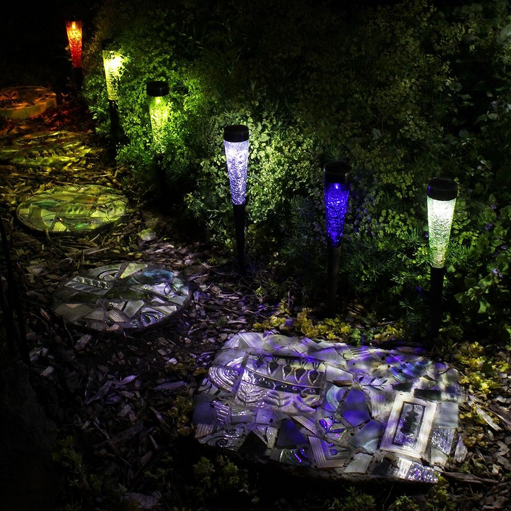 Achla Designs Solar Sparkle Cone Garden Path Lights - 3 Pack, Red | Outdoor Solar Landscape Lighting for Walkways, Driveways & Garden Decor