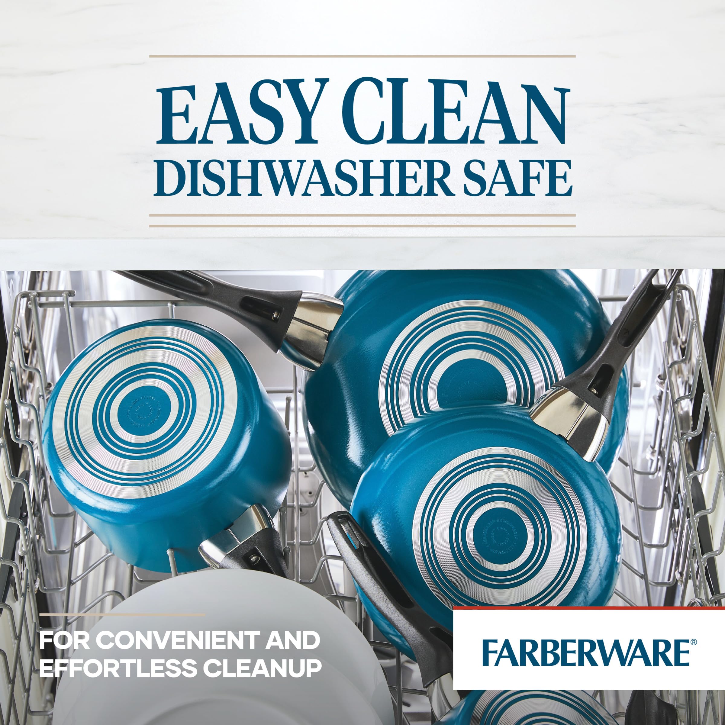 Farberware 15-Piece Nonstick Cookware Set - Dishwasher Safe Pots and Pans in Teal - Perfect for Family Cooking, Meal Prep & Everyday Kitchen Use