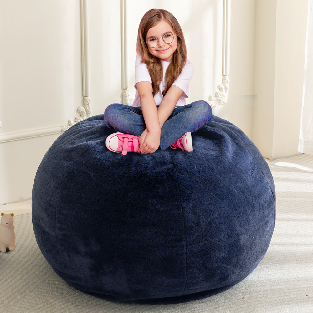 MAXYOYO 2-in-1 Kids Bean Bag Bed & Chair - Convertible Floor Cushion for Playroom, Nursery or Dorm (Blue) - Perfect for Lounging, Reading & Sleepovers