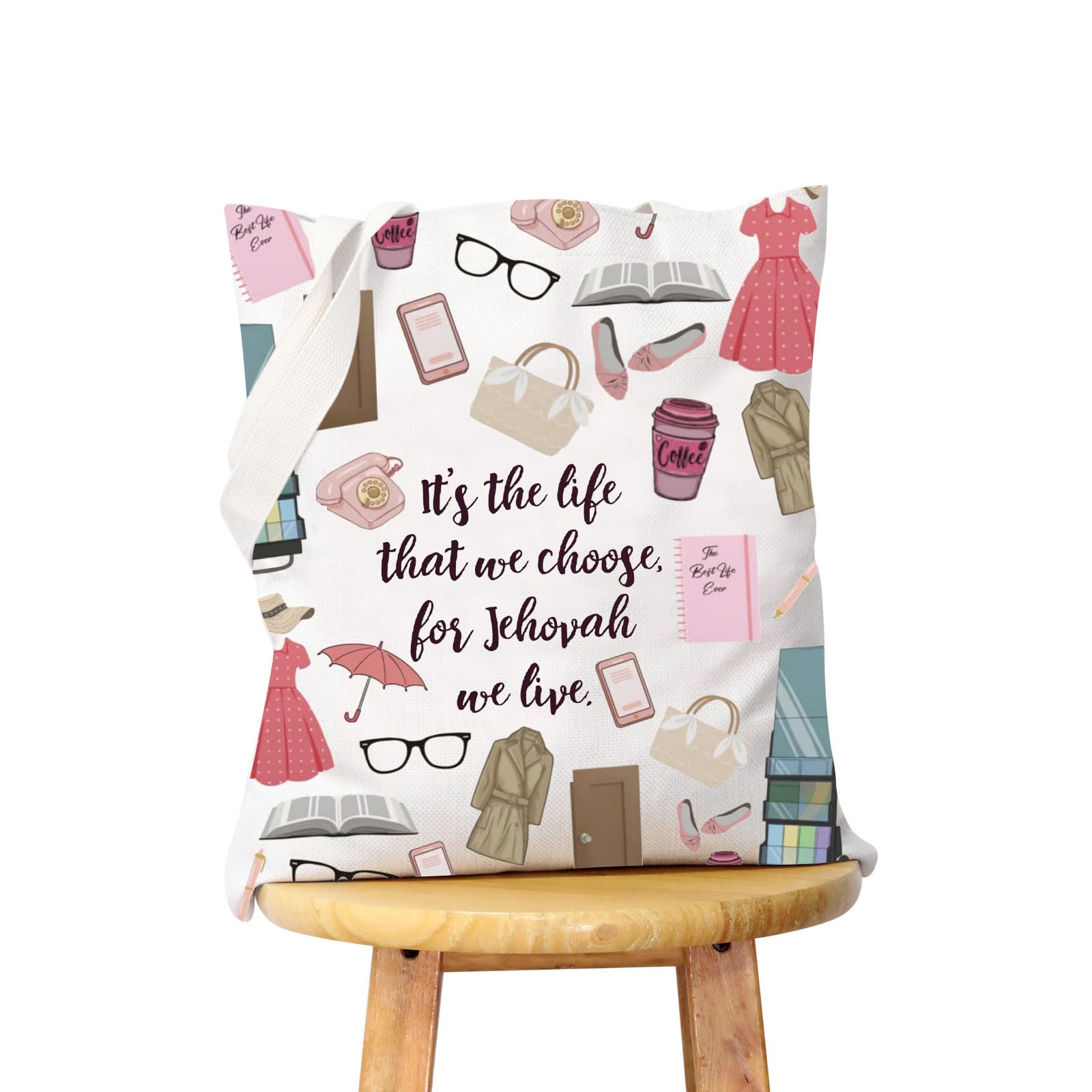 Jehovah Witness JW Christian Canvas Tote Bag - Reusable Shopping Gift Bag for Bible Study, Church Events & Daily Use