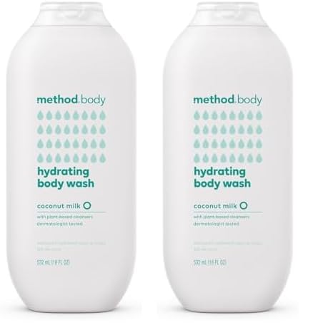 Method Hydrating Coconut Milk Body Wash - Paraben & Phthalate Free, 18 oz (Pack of 2) | Moisturizing Shower Gel for Dry Skin, Vegan & Cruelty-Free | Perfect for Daily Use & Spa Days at Home