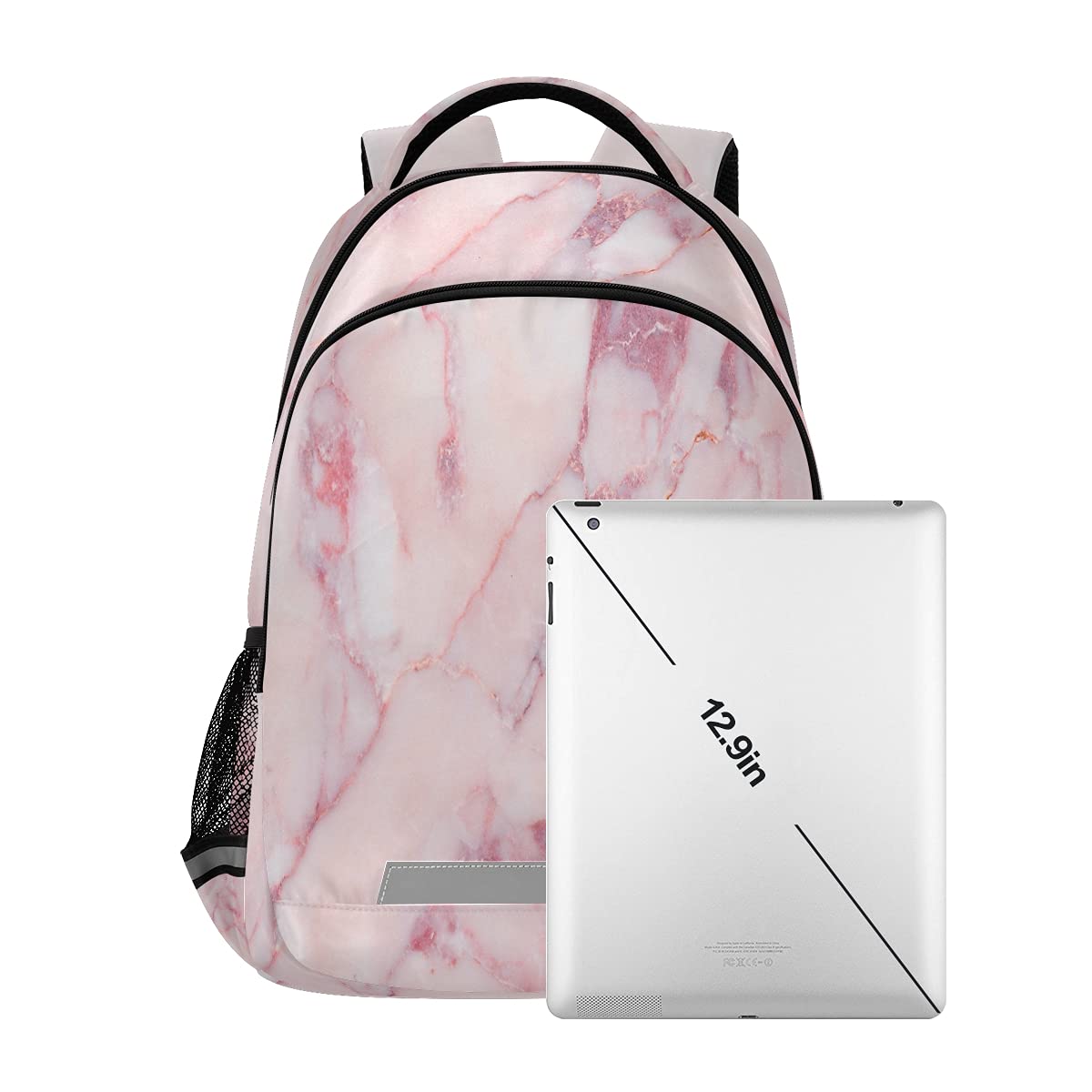 Pink Marble Laptop Backpack with Chest Strap - Durable School & Travel Backpack for Boys & Girls - Perfect for Hiking, College & Daily Use