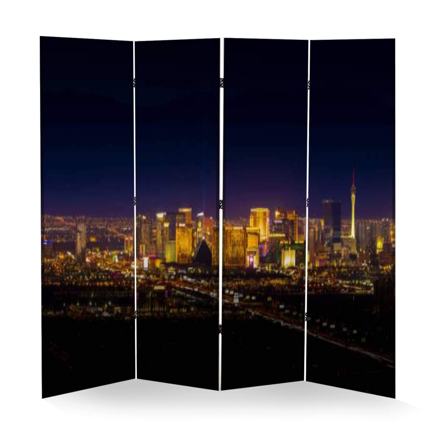 Las Vegas 4 Panel Folding Room Divider - Privacy Partition Screen, Soundproof Canvas Wall Separator for Home & Office | Perfect for Bedrooms, Living Rooms, and Event Spaces