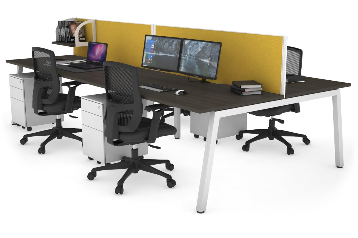 Quadro 4-Person Office Workstation Desk - 1200L x 800W with Cable Management Scallop - Perfect for Collaborative Workspaces, Team Meetings & Open Office Environments