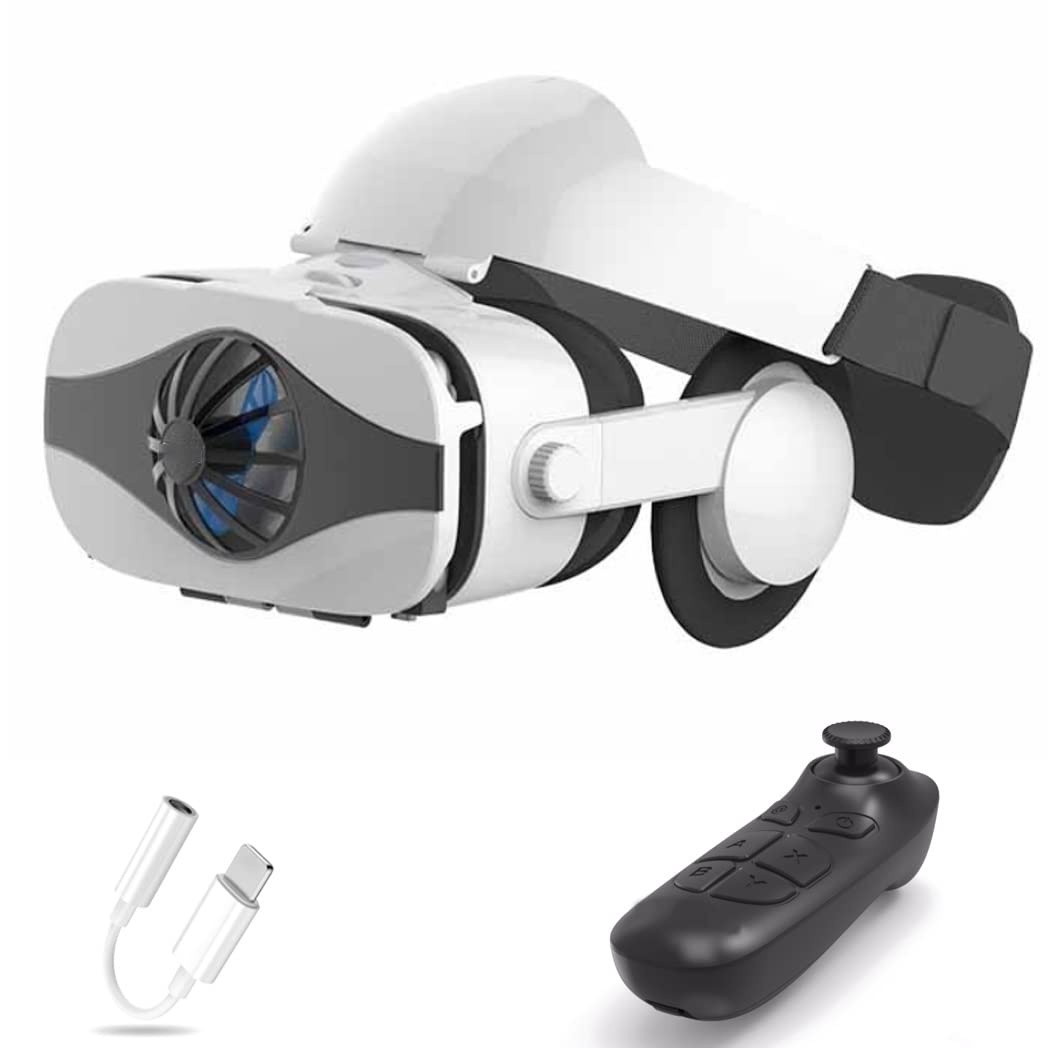 Lunette 3D VR Headset - Virtual Reality Goggles with Bluetooth Controller for iPhone 13 Pro Max/13 Pro/13/12/11 & Samsung Galaxy S21/Huawei/Xiaomi - Immersive Gaming & 360° Video Experience