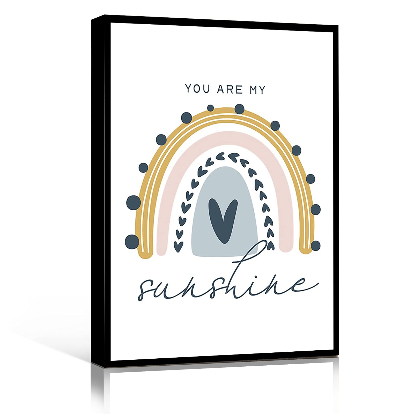 Scandinavian Rainbow Wall Art for Girls - 12x16 Inch Framed Nursery & Bedroom Decor - 'You Are My Sunshine' Print - Perfect Gift for Baby Showers & Kids' Rooms