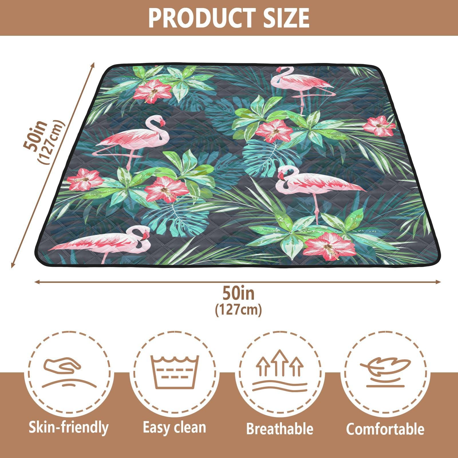 Tropical Flamingo Foldable Baby Playmat - 50''x50'' for Toddlers & Infants - Perfect for Floor Play & Activities