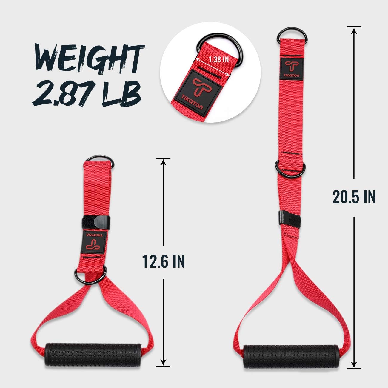 Red & Black Resistance Handles - Heavy Duty Exercise Bands for Home Gym, Strength Training, Physical Therapy & Rehabilitation Workouts