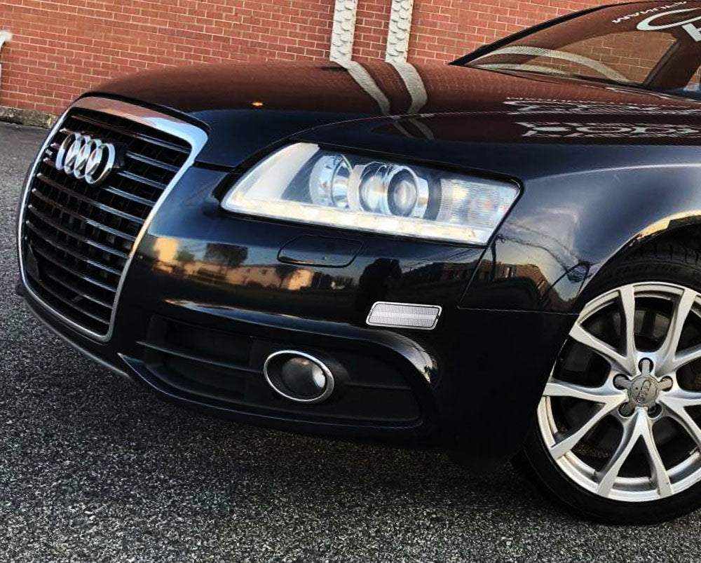 Amber LED Side Marker Lights for 2005-2011 Audi A6 S6 RS6 - Clear Lens, Easy Installation - Perfect for Night Driving & Car Customization