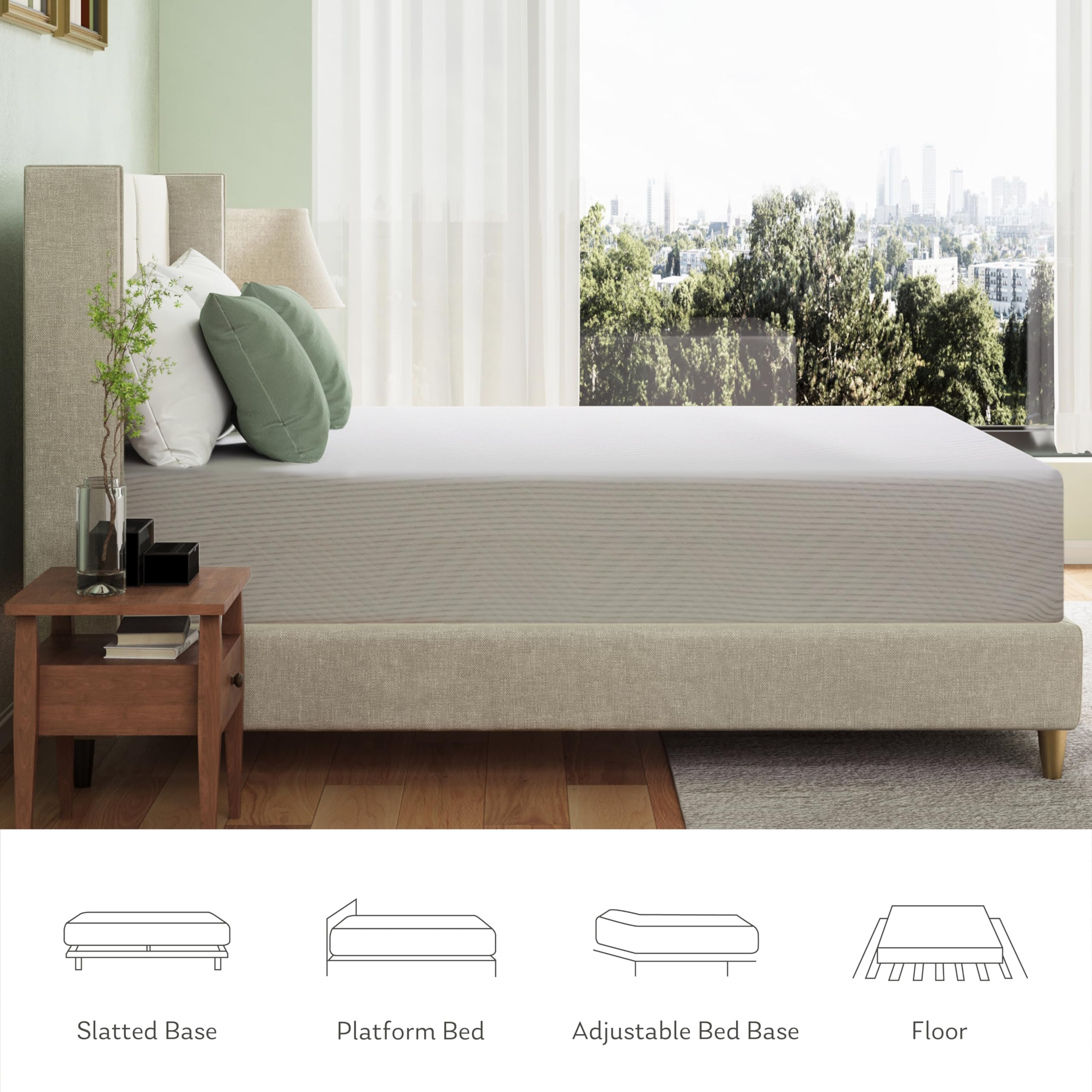 10 Inch King Size Mattress in a Box - Green Tea Memory Foam Medium Firm Mattress for Platform Beds & Daybeds | Bedroom Upgrade, Guest Room, Dormitory & Apartment Sleeping Solution