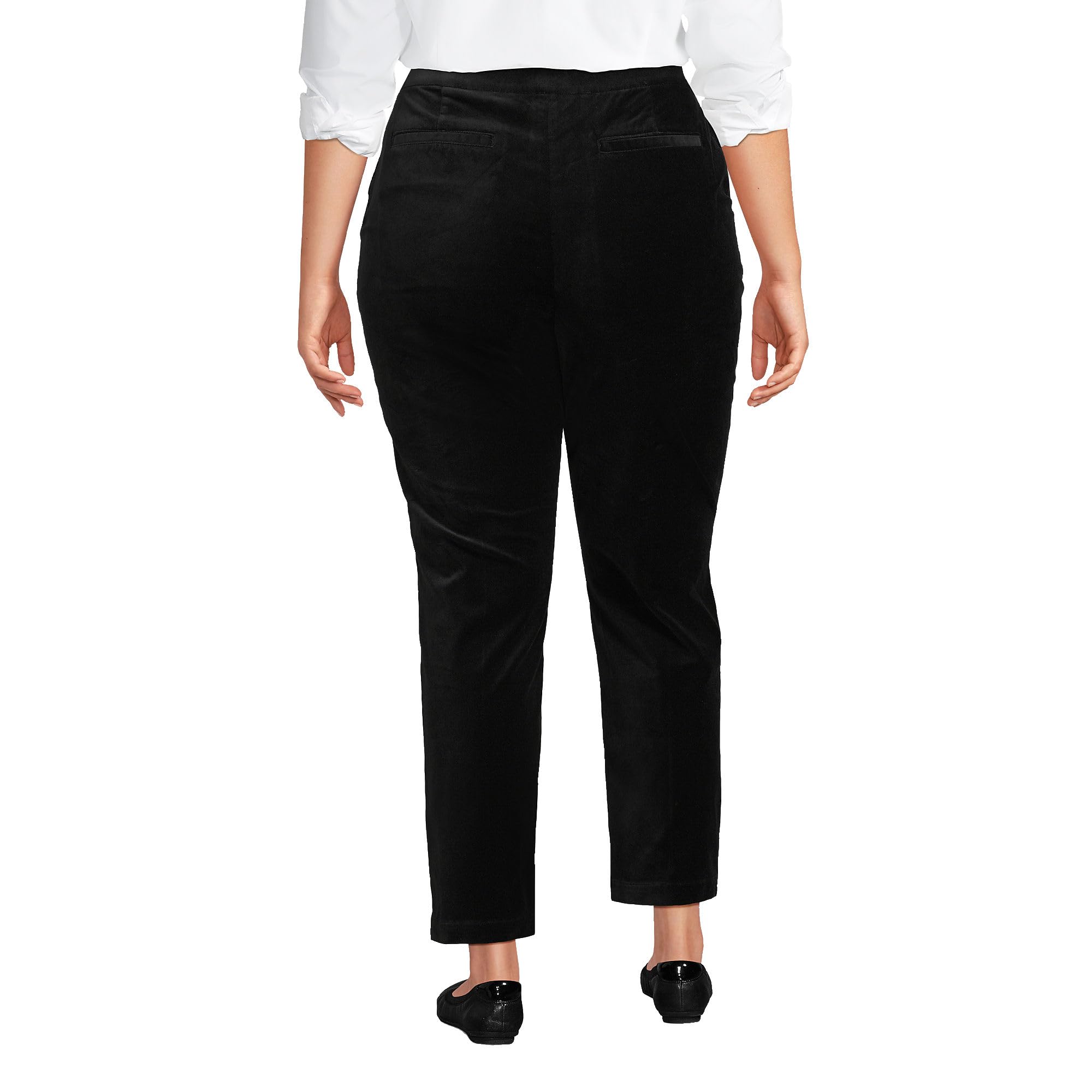 Lands' End Women's Velvet High-Rise Pintuck Pencil Ankle Pants - Slim Fit Work Pants for Office, Business & Formal Occasions