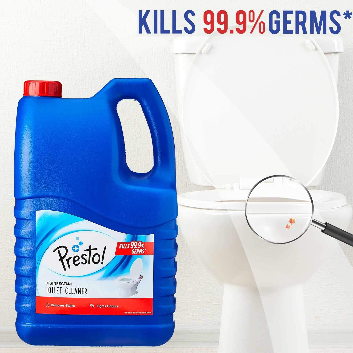Presto! Disinfectant Toilet Cleaner - Kills 99.9% Germs & Bacteria | Original Formula | 5 Liter Refill | Safe for Septic Tanks | Ideal for Bathroom, Toilet & Household Cleaning