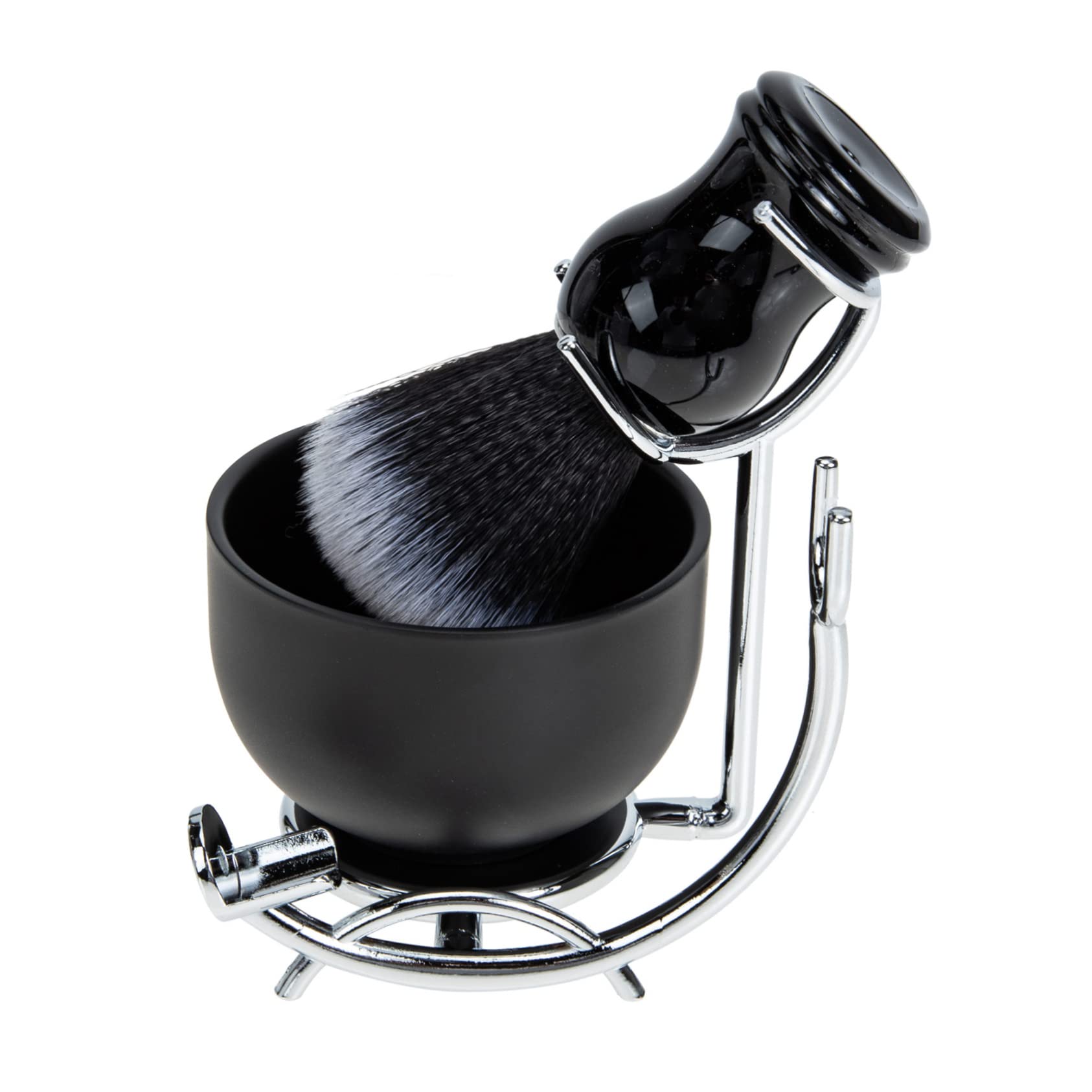 Premium Men's Shaving Kit - Natural Bristle Shave Brush & Bowl Set with Barber Brush Holder - Perfect for Wet Shaving, Beard Care & Grooming Gifts - Ideal for Home Use, Barber Shops & Travel Grooming Essentials