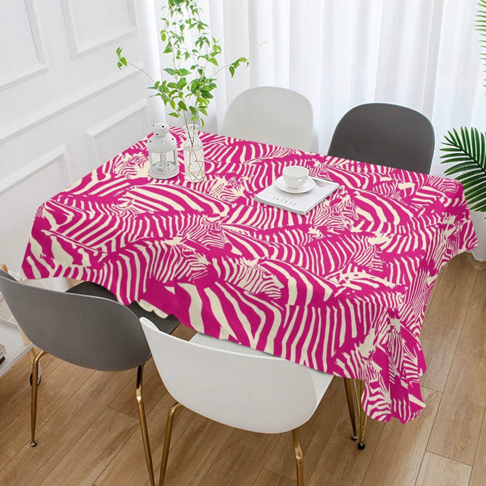 ALAZA Pink Zebra Print Tablecloth 60x108 Inch - Wrinkle Resistant Rectangle Table Cover for Dining, Kitchen, Parties & Events - Perfect for Birthday Decorations, Baby Showers & Holiday Gatherings