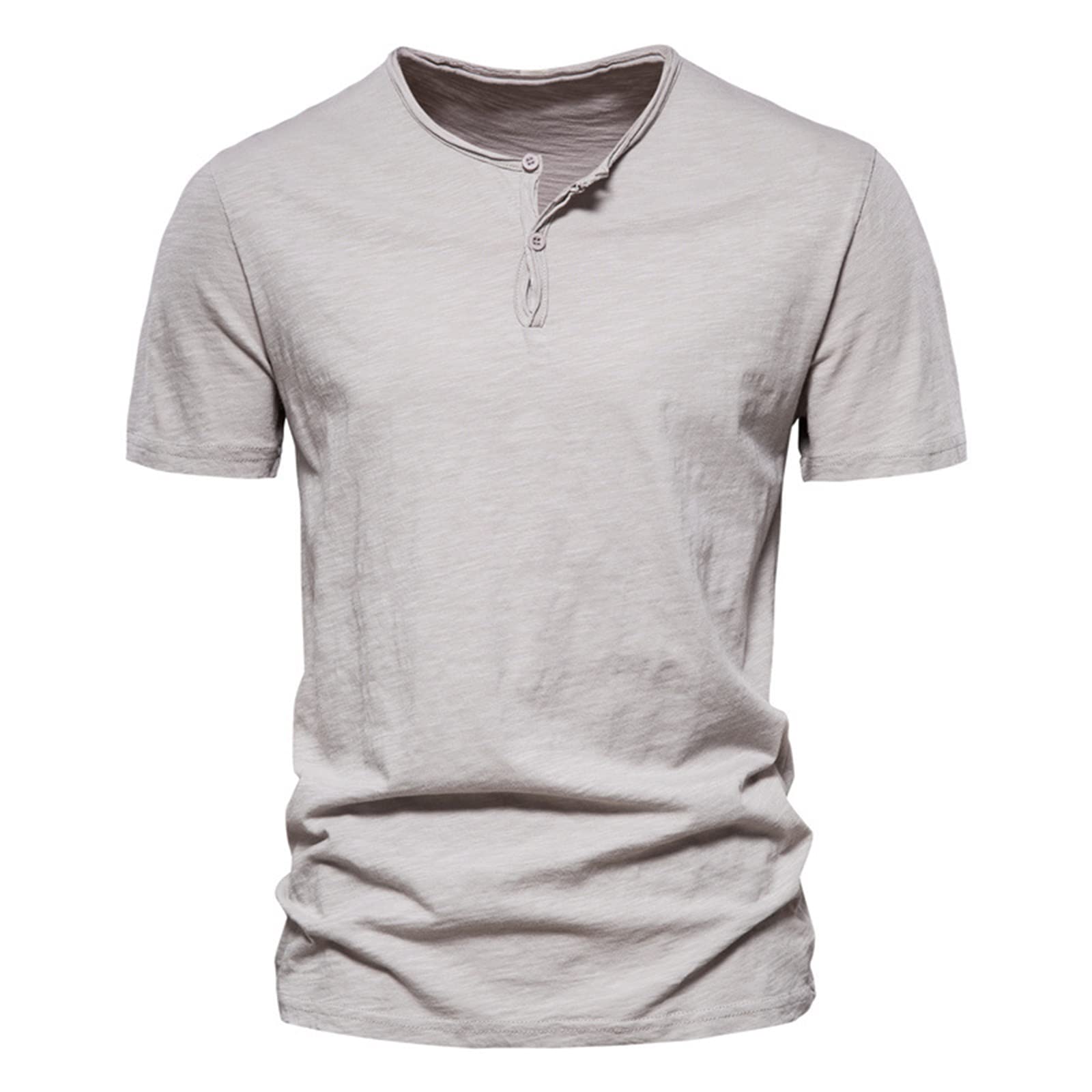 Men's Casual Short Sleeve Henley T-Shirt - Classic Cotton Waffle Knit with 2-Button Placket & Round Neck | Perfect for Everyday Wear, Outdoor Activities & Layering