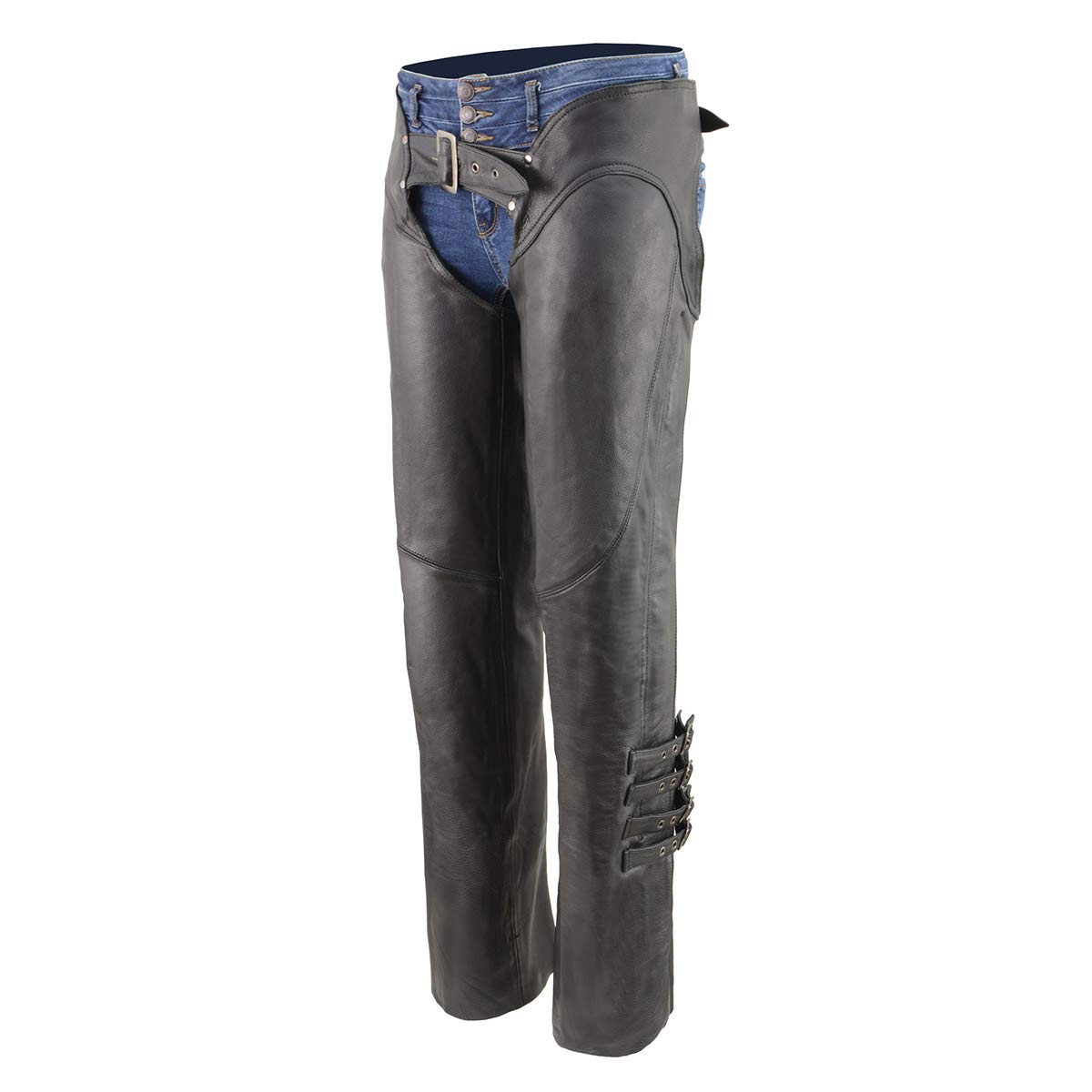 Premium Milwaukee Leather Women's Black Motorcycle Chaps MLL6520 - Medium Size, Protective Riding Gear for Harley Davidson & Cruiser Bikes | Ideal for Long Rides & Cold Weather Protection