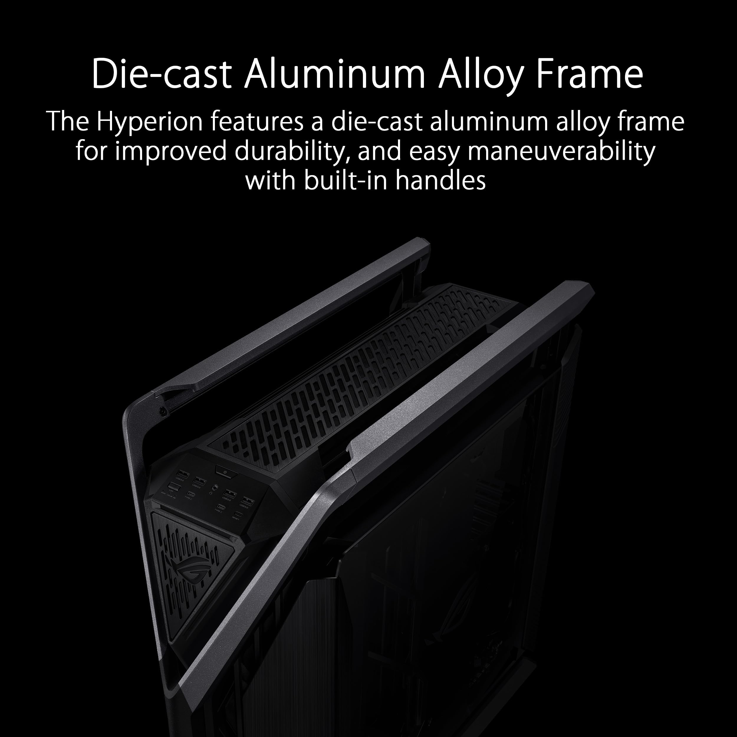 ROG Hyperion GR701 BTF Edition E-ATX Gaming PC Case with BTF Connectors - Supports 420mm Radiators, Includes 4x 140mm Fans & ARGB Fan Hub, 60W Fast Charging - Perfect for High-End Gaming Rigs & Custom Water Cooling Builds