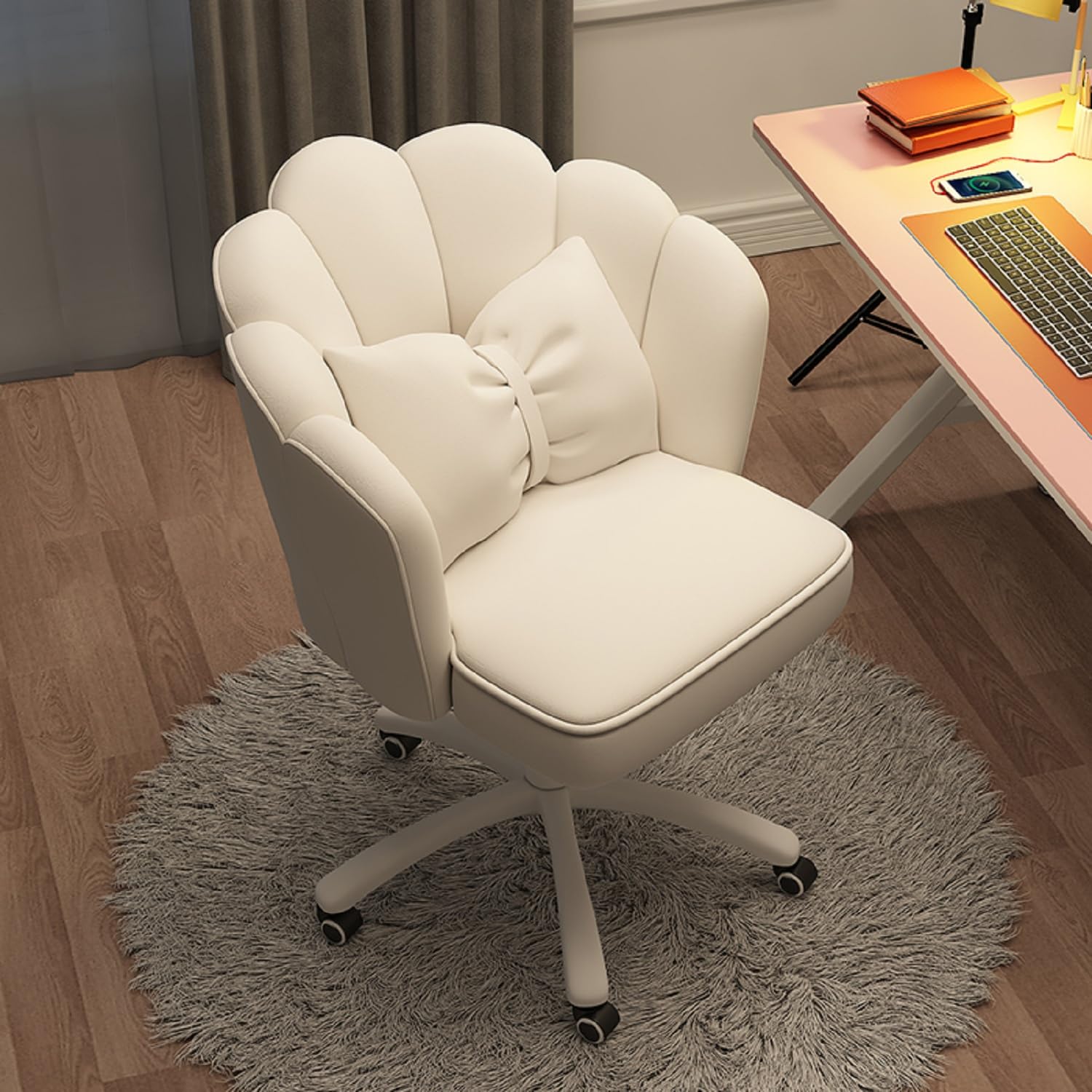 Modern Velvet Swivel Office Chair - Mid-Back Upholstered Computer Desk Chair with Tufted Design & Height Adjustment - Perfect for Home Office, Gaming, and Vanity Makeup Station