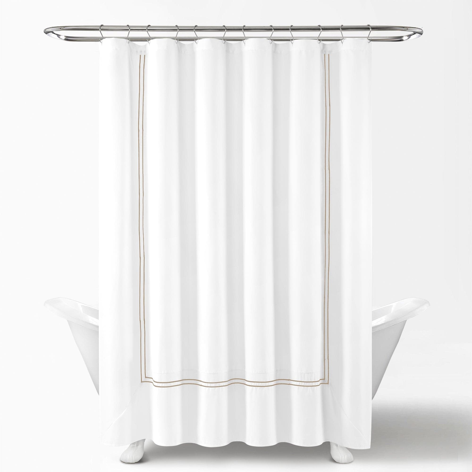 Luxury Hotel Collection Shower Curtain - Waterproof Fabric Bathroom Decor with 12 Hooks - Perfect for Master Bath, Guest Bath & Apartment Living (72