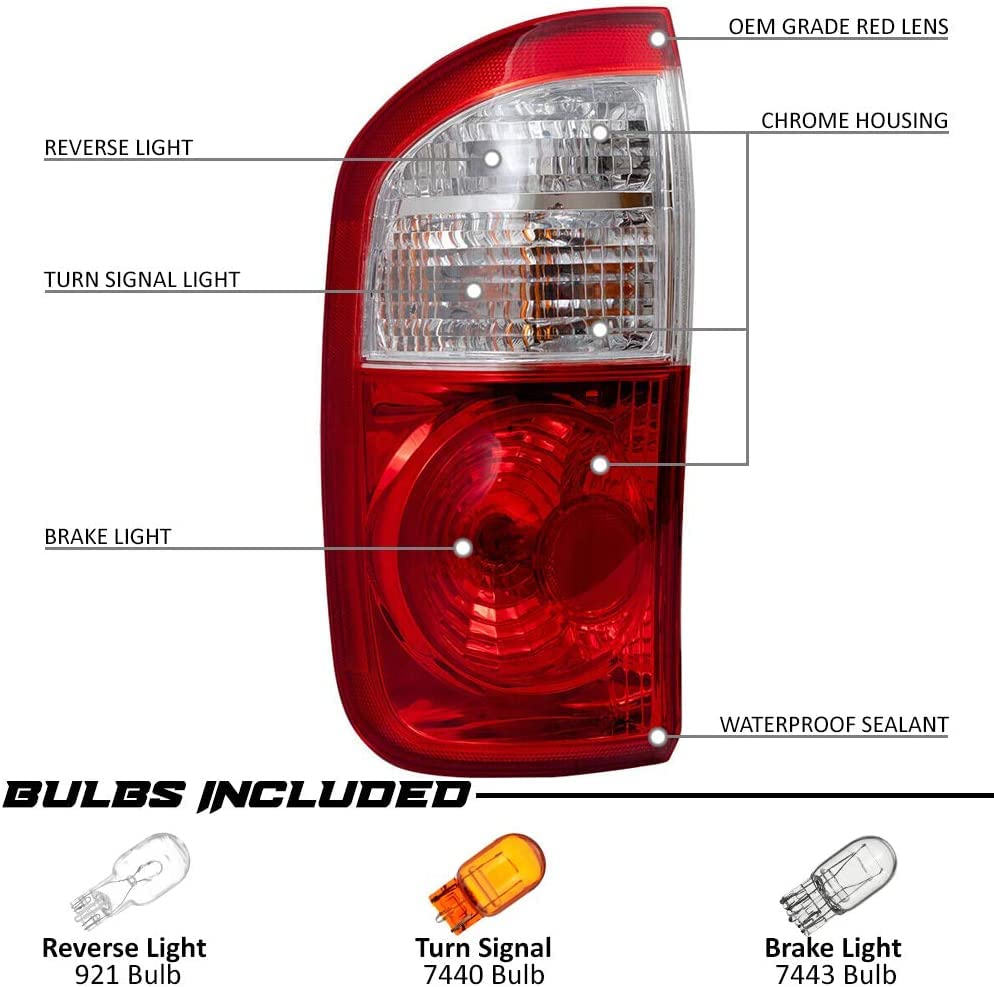 OE Style Halogen Tail Lights Replacement for 2000-2006 Toyota Tundra Double Cab - Pair (TO2800153 TO2801153 815600C040 815500C040) - Durable Aftermarket Lighting Upgrade for Improved Night Visibility & Safety