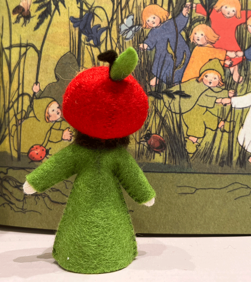 Handmade Olive Skin Apple Mini Waldorf Doll - Natural Fiber Eco-Friendly Toy for Kids | Perfect for Waldorf Education, Pretend Play & Gift Giving