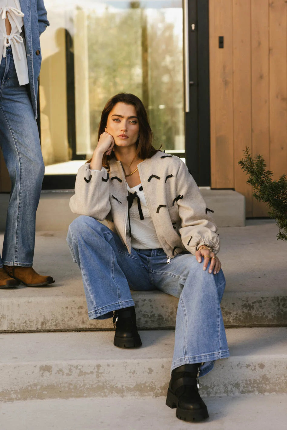 Leona Mini Bows Bomber Jacket for Women - Stylish Quilted Lightweight Coat with Bow Details | Perfect for Casual Outfits, Date Nights & Fall Fashion