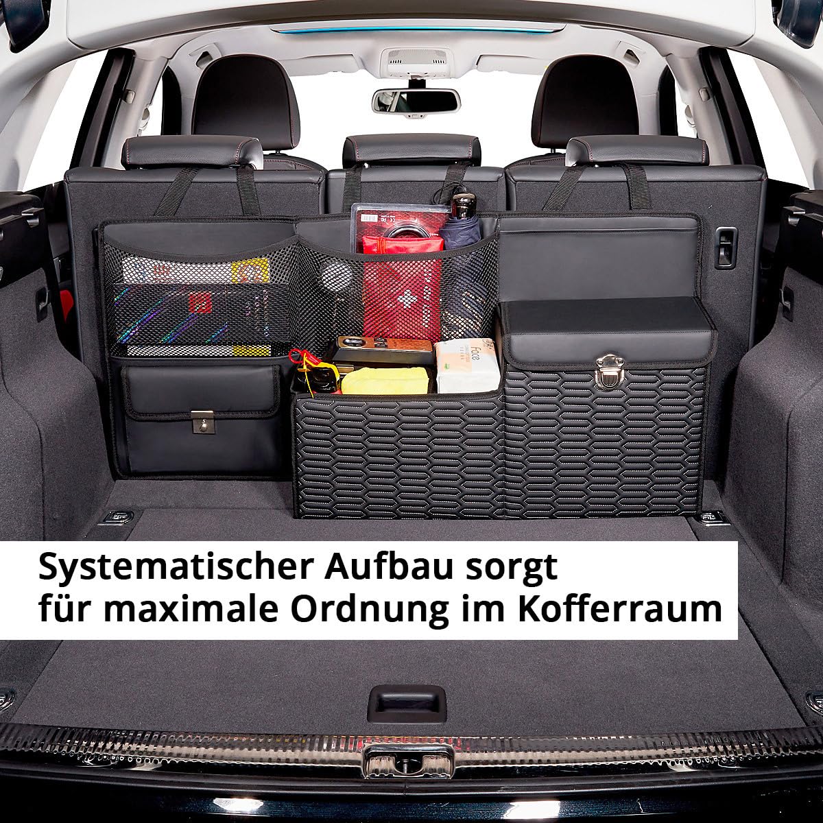 Stahlwerk Car Trunk Organizer TO-995 ST - Auto Storage Bag with Multiple Compartments & Pockets | Waterproof & Durable Trunk Organizer for SUV, Sedan, Minivan | Perfect for Travel, Camping, Grocery Shopping & Road Trips