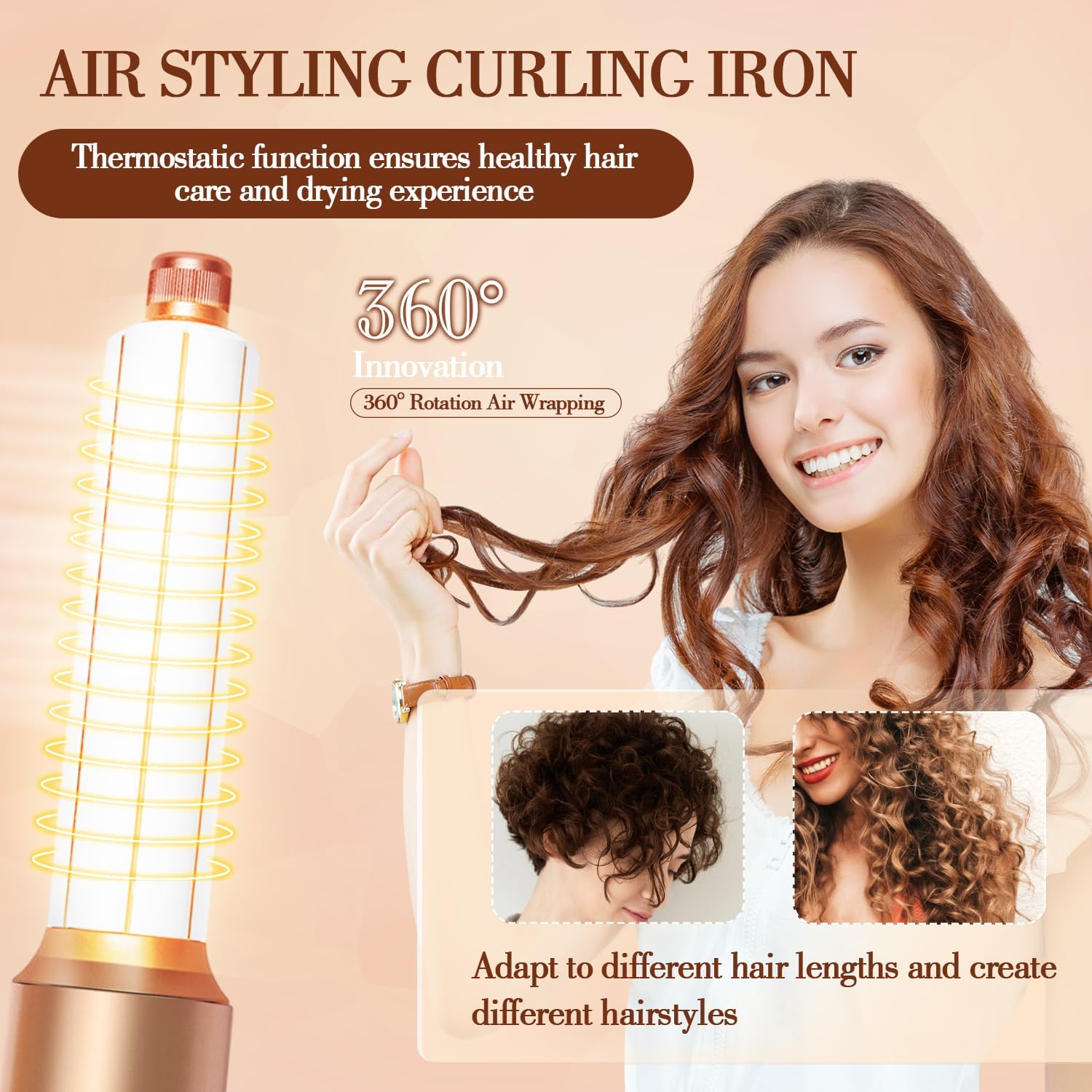 7-in-1 Professional Hair Dryer Styler Set - High Speed Blow Dryer with Hot Air Brush, Diffuser, Nozzles, Straightener Comb & Curling Wand for Salon-Quality Styling at Home (White) - Perfect for Daily Hair Care, Volume Boosting & Heat Protection