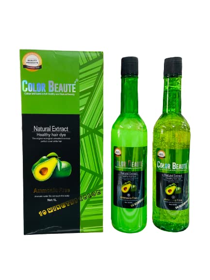 COLOR BEAUTÉ Natural Extract Hair Gel Dye - 1000ml Black Hair Color for Men & Women | Long-Lasting, Ammonia-Free Hair Dye for Gray Coverage & Styling at Home or Salon