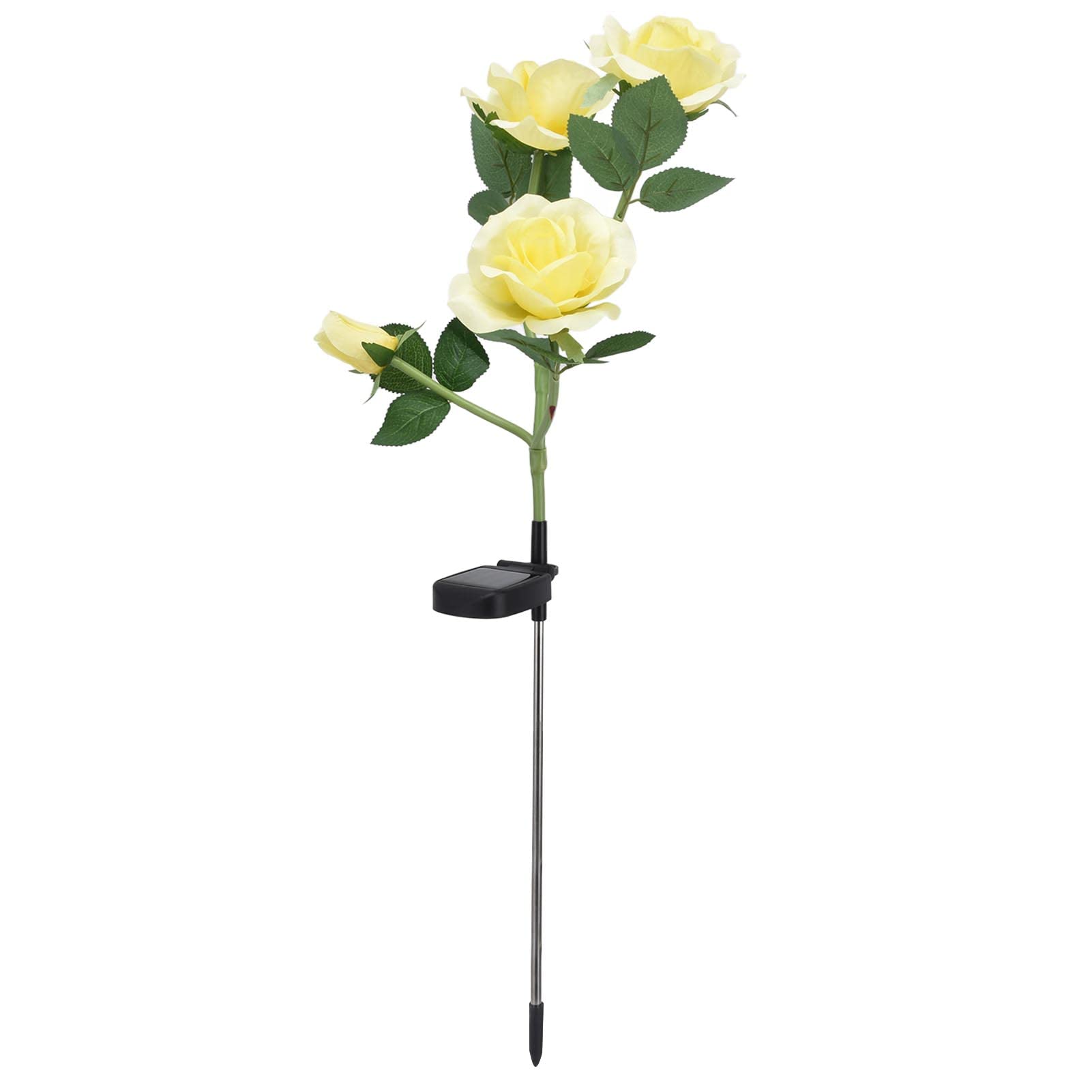 AUNMAS Solar Powered Outdoor Flower Lamp - Waterproof Rose Light with Color LED for Garden, Yard, Porch, Pathway - Romantic Decorative Lighting for Weddings, Parties & Landscaping (Yellow)