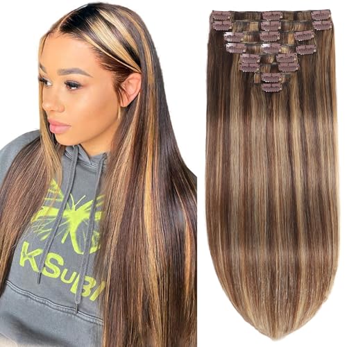 #P427 Chocolate Brown to Honey Blonde Silky Straight