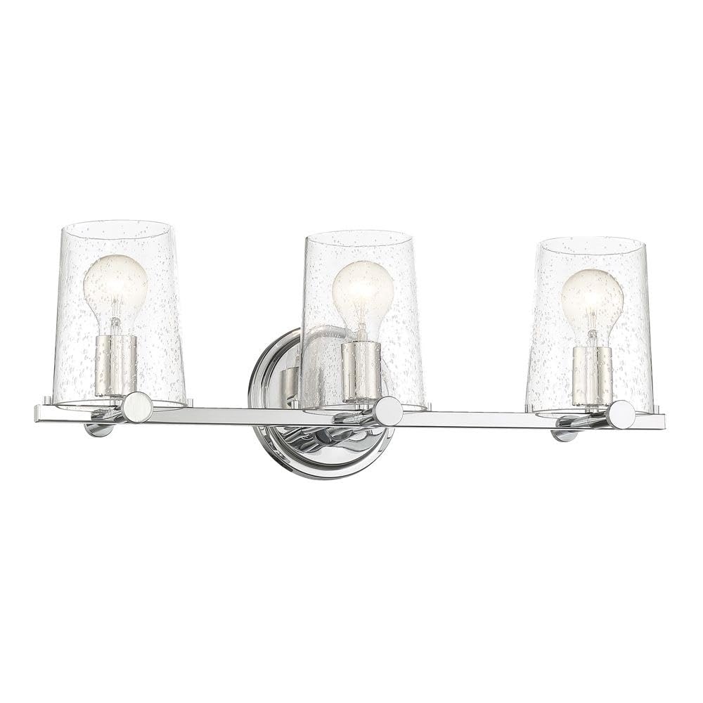Designers Fountain 95803-MB Matteson 3-Light Bathroom Vanity Light Bar - Matte Black Finish with Clear Seedy Glass Shades - Perfect for Bathroom, Powder Room, and Spa Lighting