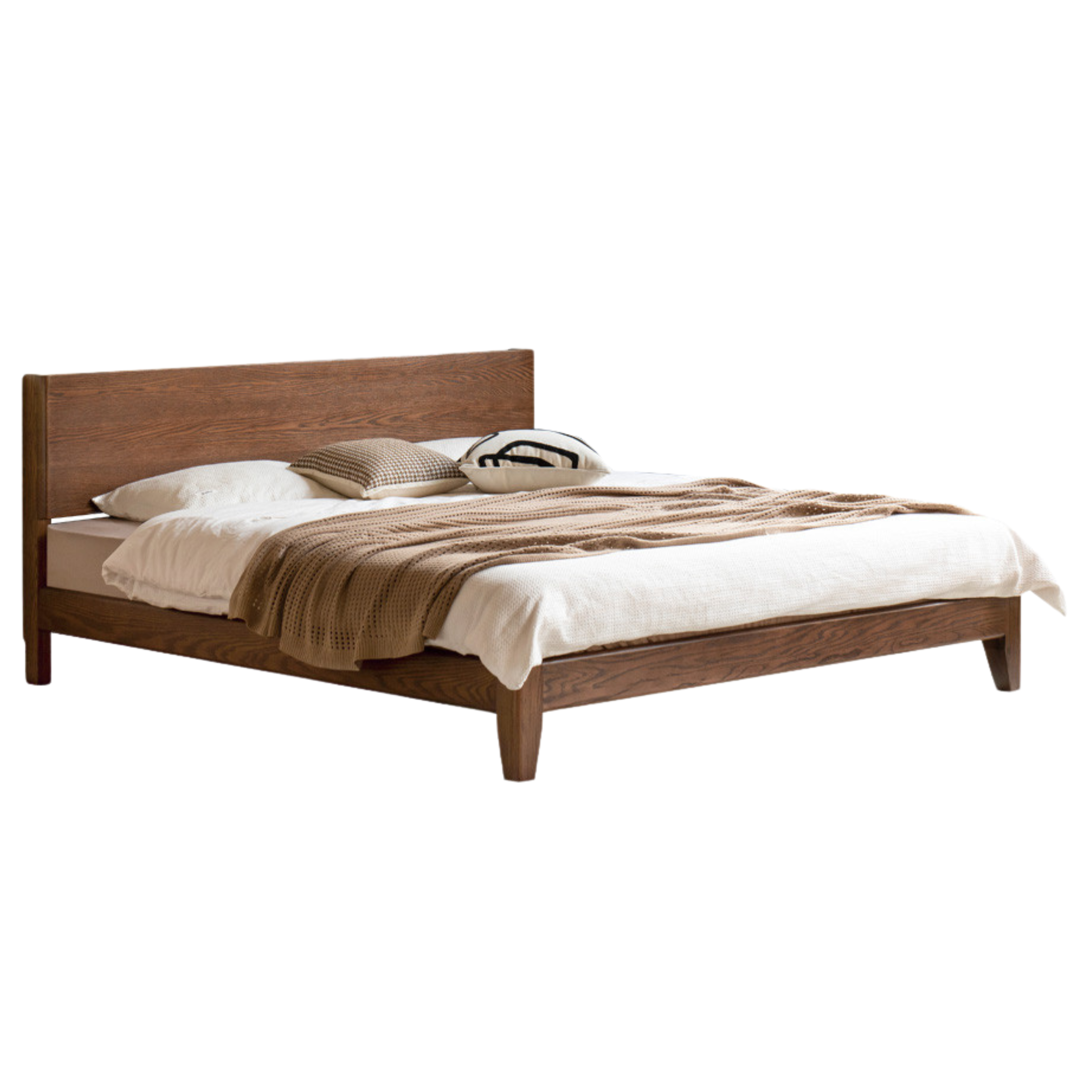 Solid Oak Wood LED Bed Frame with Built-in Lighting - Perfect for Modern Bedrooms, Guest Rooms, and Cozy Home Decor