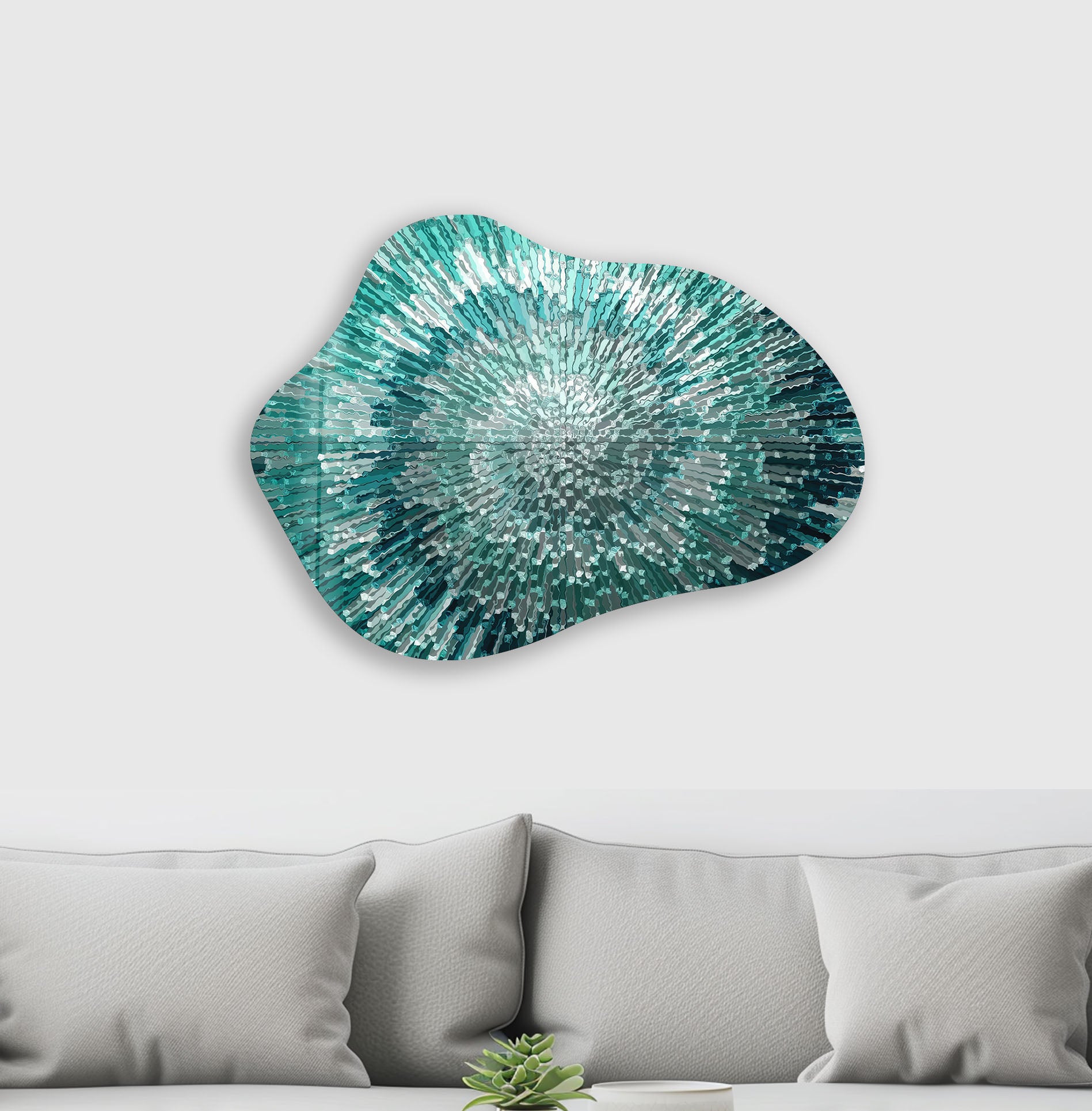 Abstract Turquoise Helix Glass Wall Art - Handmade Modern Decor for Living Room, Bedroom & Office - Unique Home & Office Decoration
