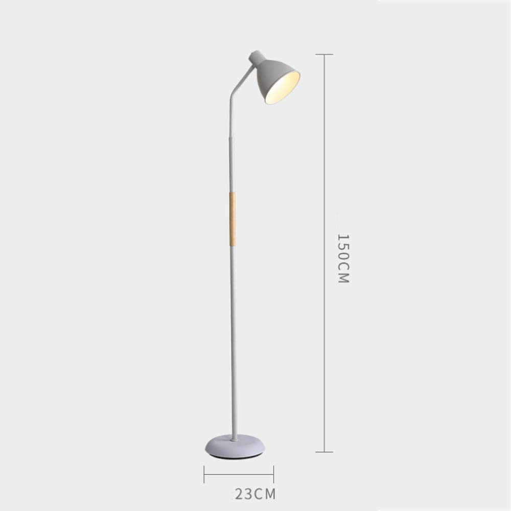 Modern Industrial Floor Lamp with Iron Shade - Adjustable Standing Light for Living Room & Bedroom, E27 Socket, White - Perfect for Reading, Working & Home Decor