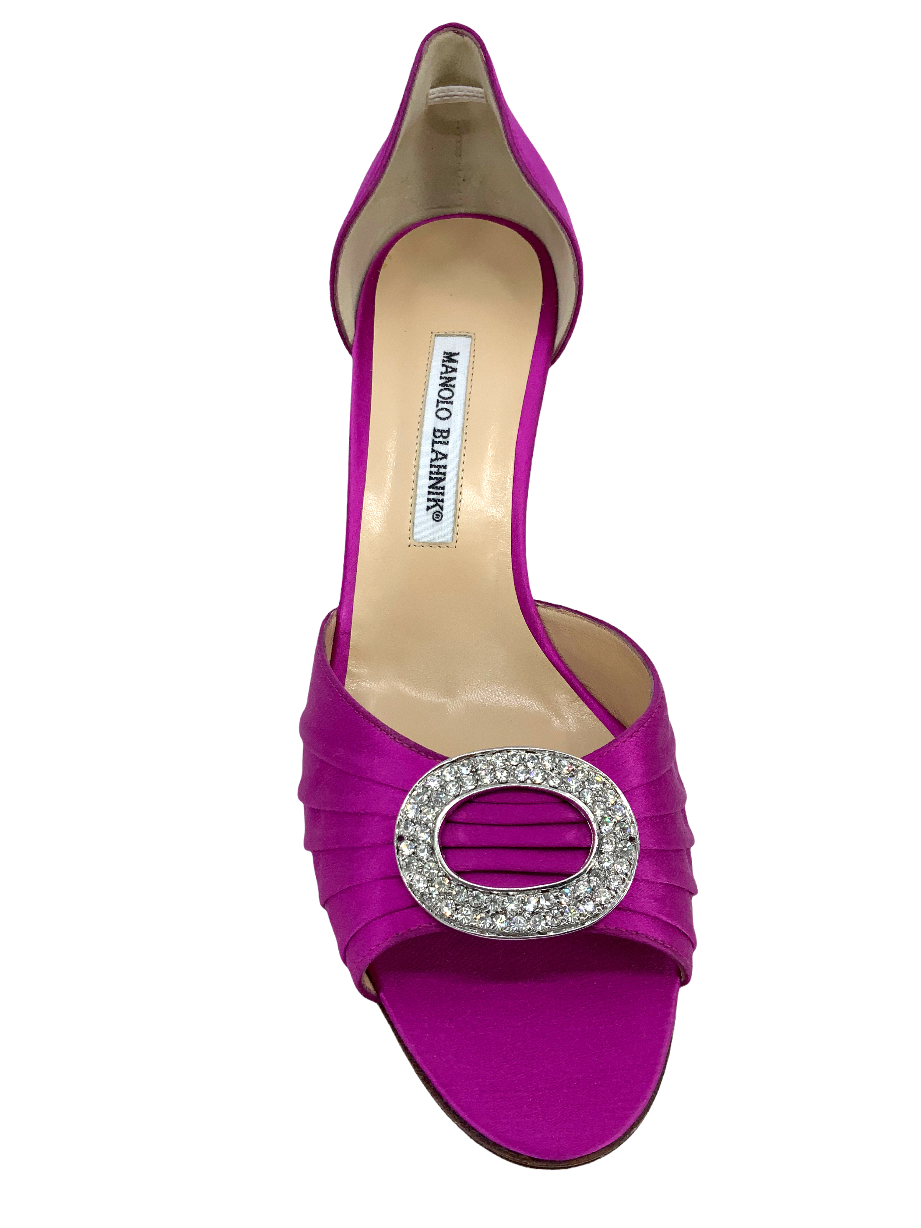 Manolo Blahnik Sedarby Embellished Satin d'Orsay Pumps - Women's Luxury Heels Size 10.5 (US) for Weddings, Parties & Special Occasions