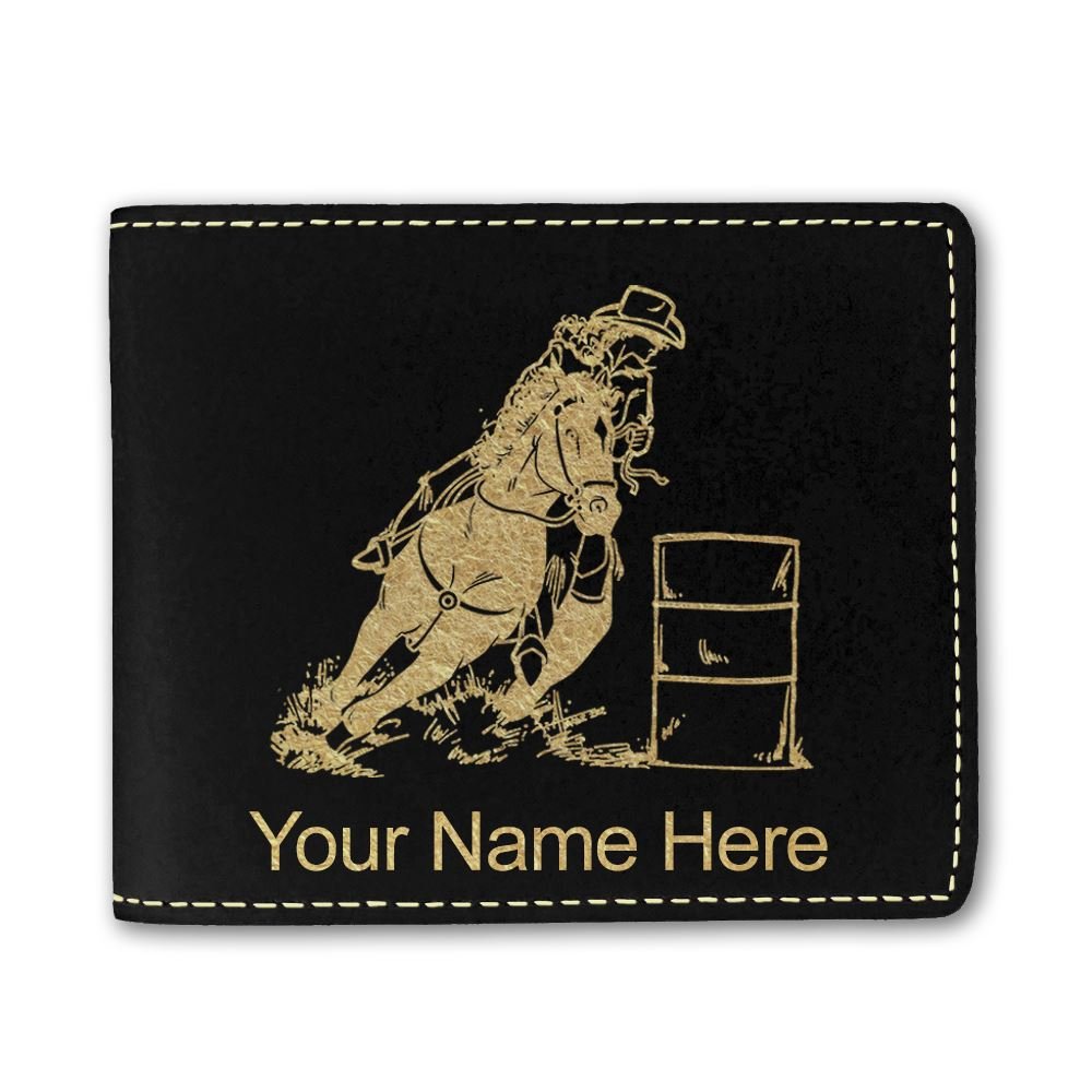Personalized Engraved Faux Leather Wallet for Women & Men - Custom Barrel Racer Design - Perfect Gift for Cowboy, Rodeo & Western Enthusiasts (Great for Everyday Use, Travel & Special Occasions)