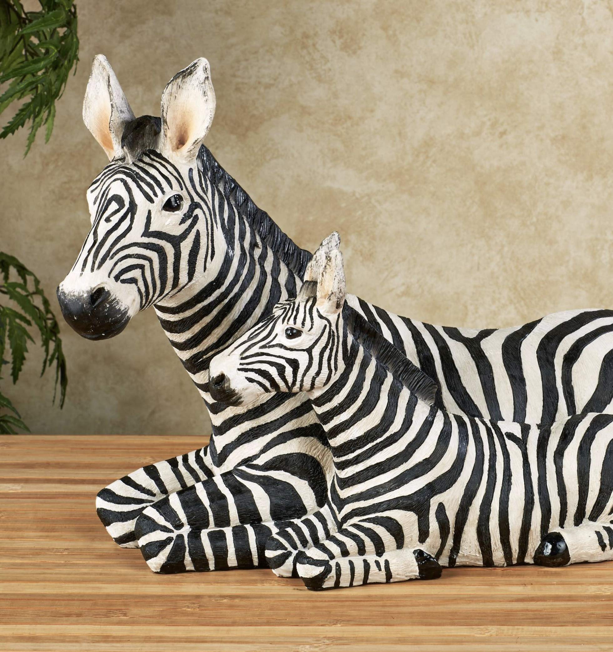 Handcrafted Zebra and Foal Resin Table Sculpture - Black & White African Safari Decor - Perfect for Bedroom, Living Room, Office, Bookshelf, Mantel, Entryway, Nursery - Unique Home & Gift Idea for Animal Lovers